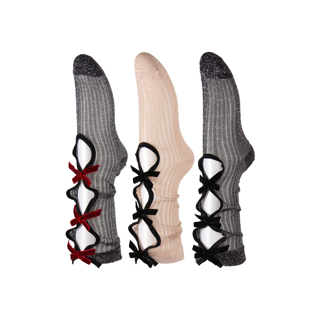 L0000010 Onnitella Glitter Ribbon Socks 3Colors