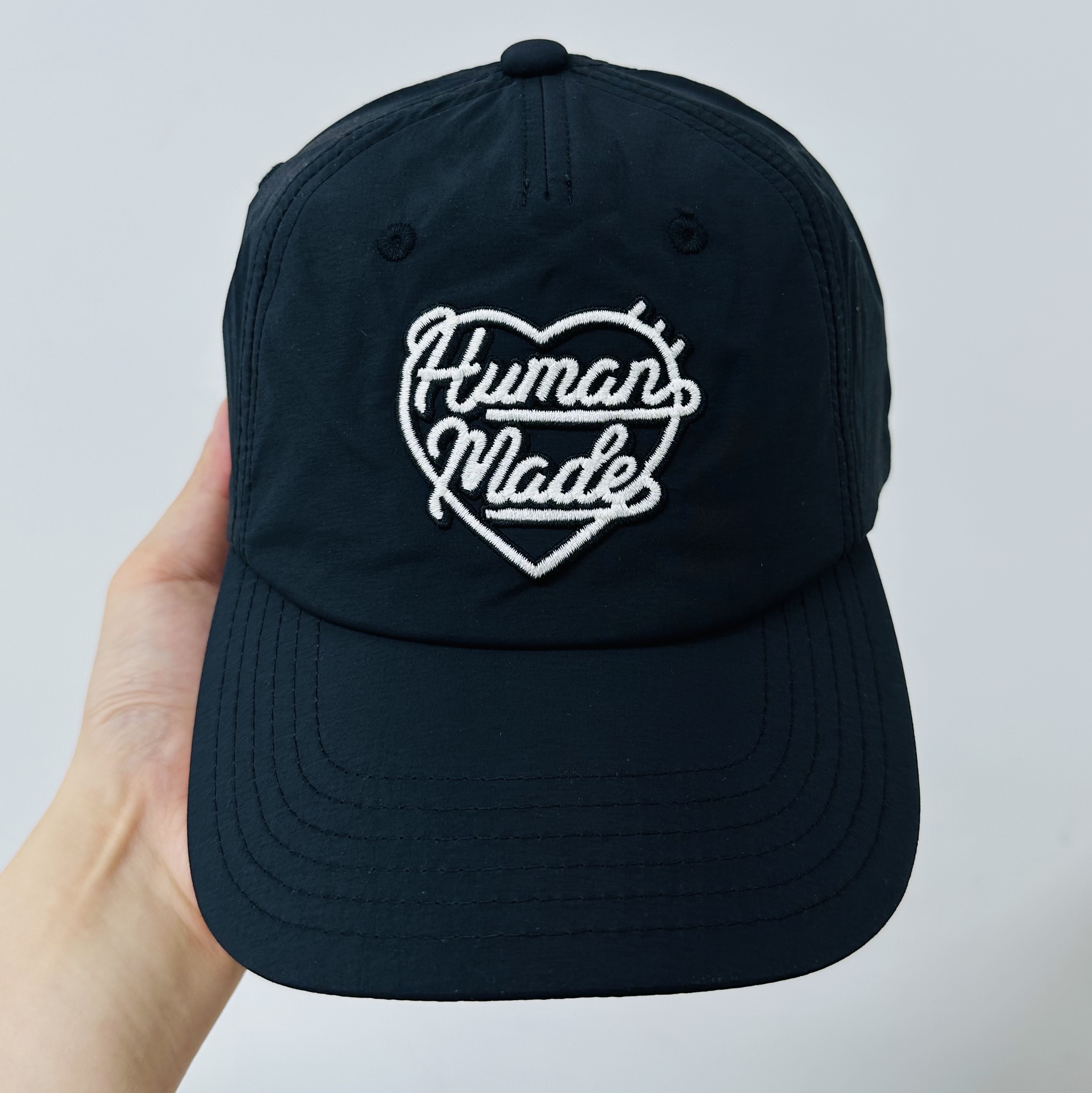 Human Made 5 Panel Nylon Cap Black 착용 스타일 - 1