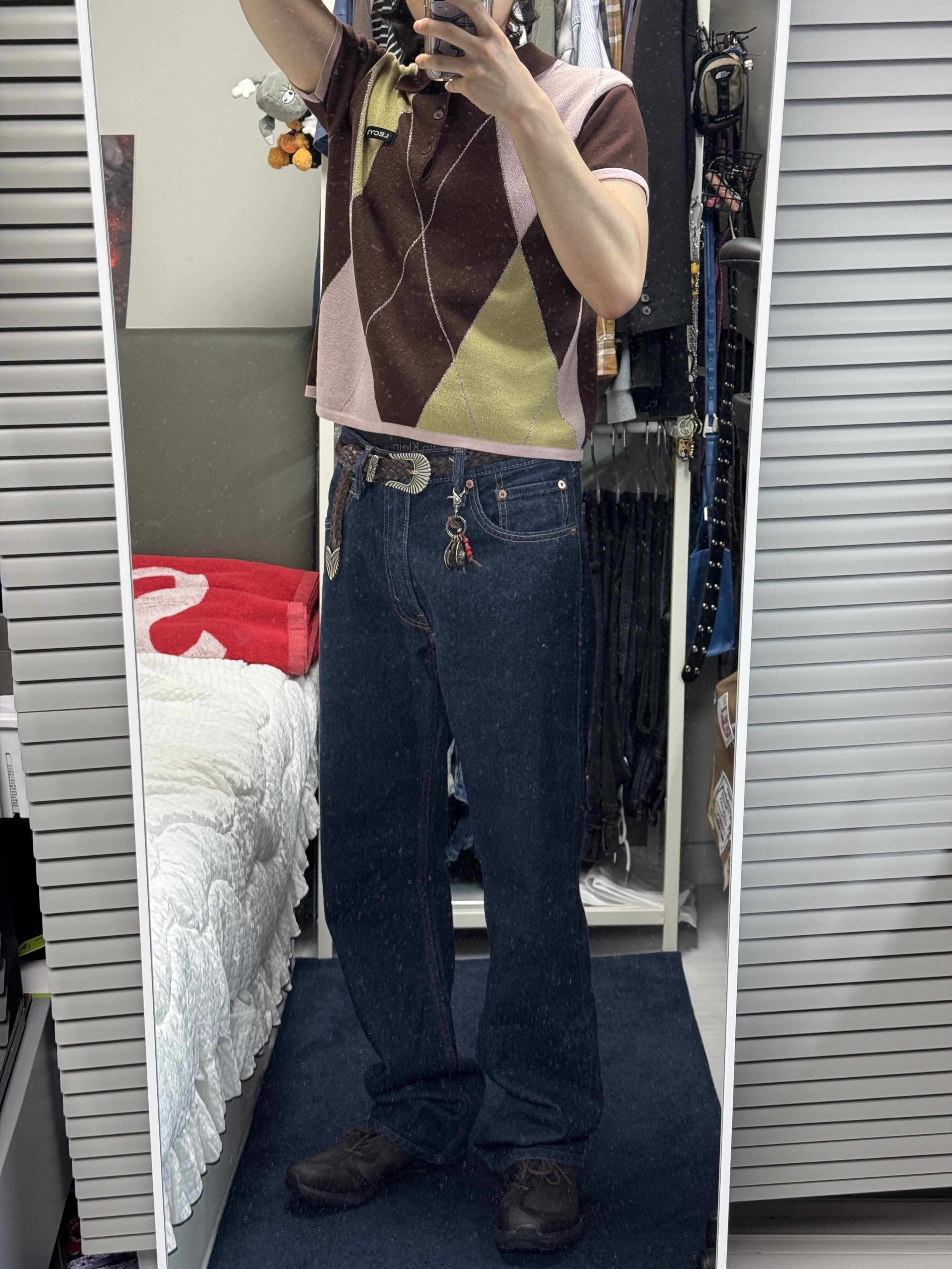 On Running x Post Archive Faction (Paf) Cloudventure Peak Cacao Espresso, Levi's 501 Original Fit Jean Midium Indigo 착용 스타일 - 1