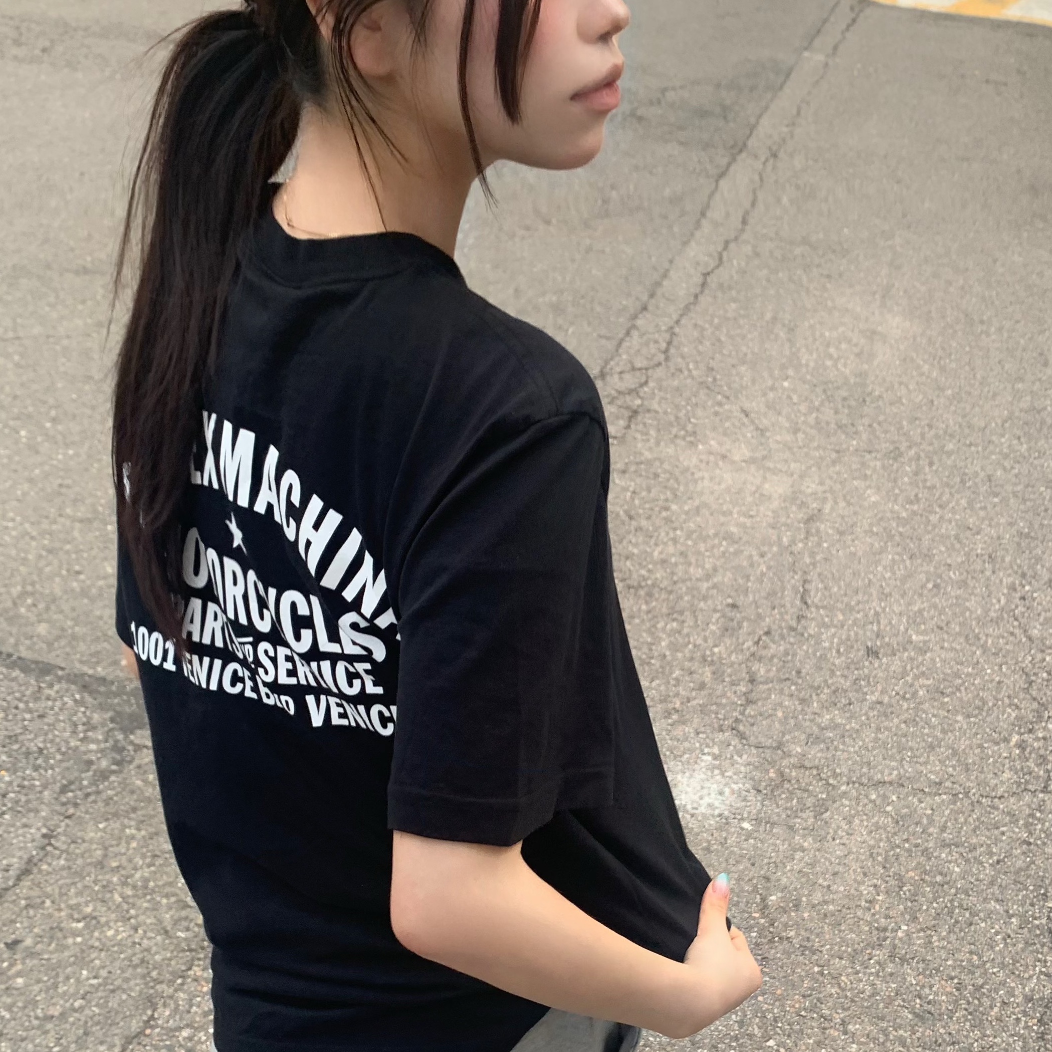 Deus Ex Machina Venice Address T-Shirt Black 착용 스타일