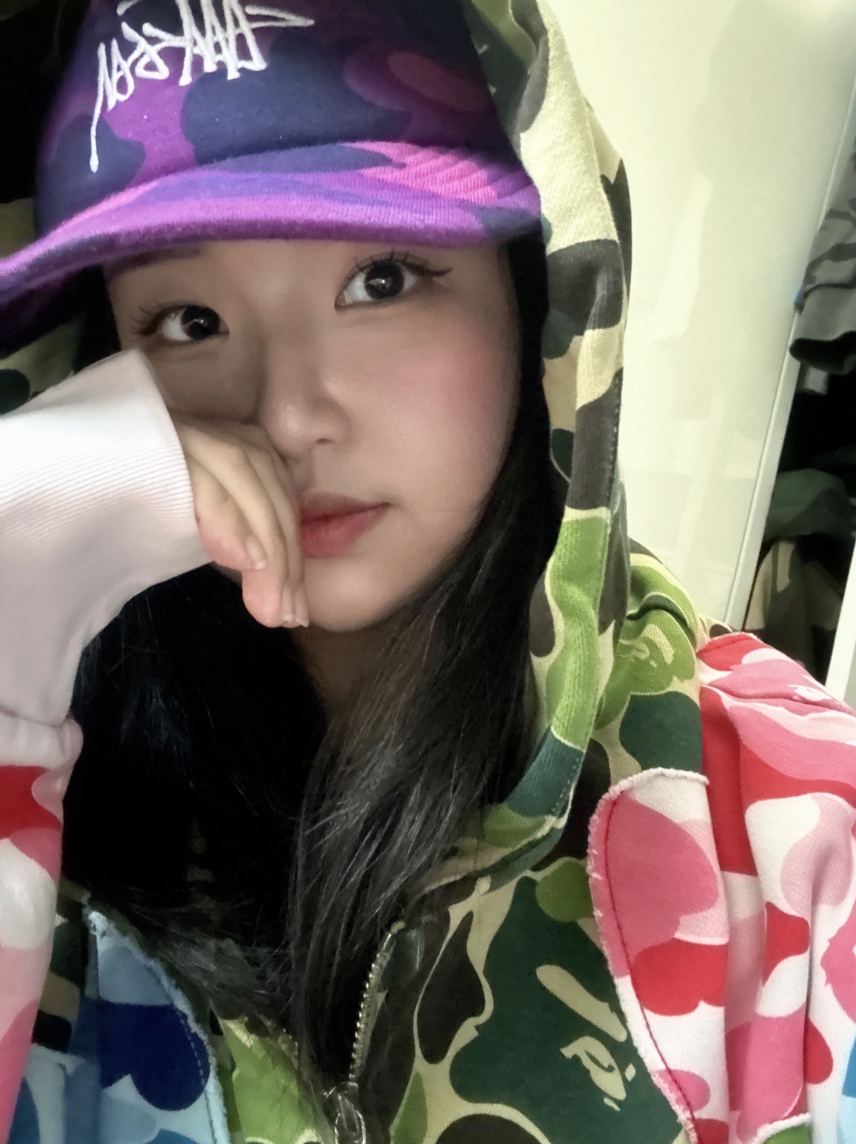 BAPE ABC Camo Patchwork Relaxed Hoodie Multi, Stussy x BAPE Trucker Cap Purprle ์ฐฉ์ฉ ์คํ์ผ - 2