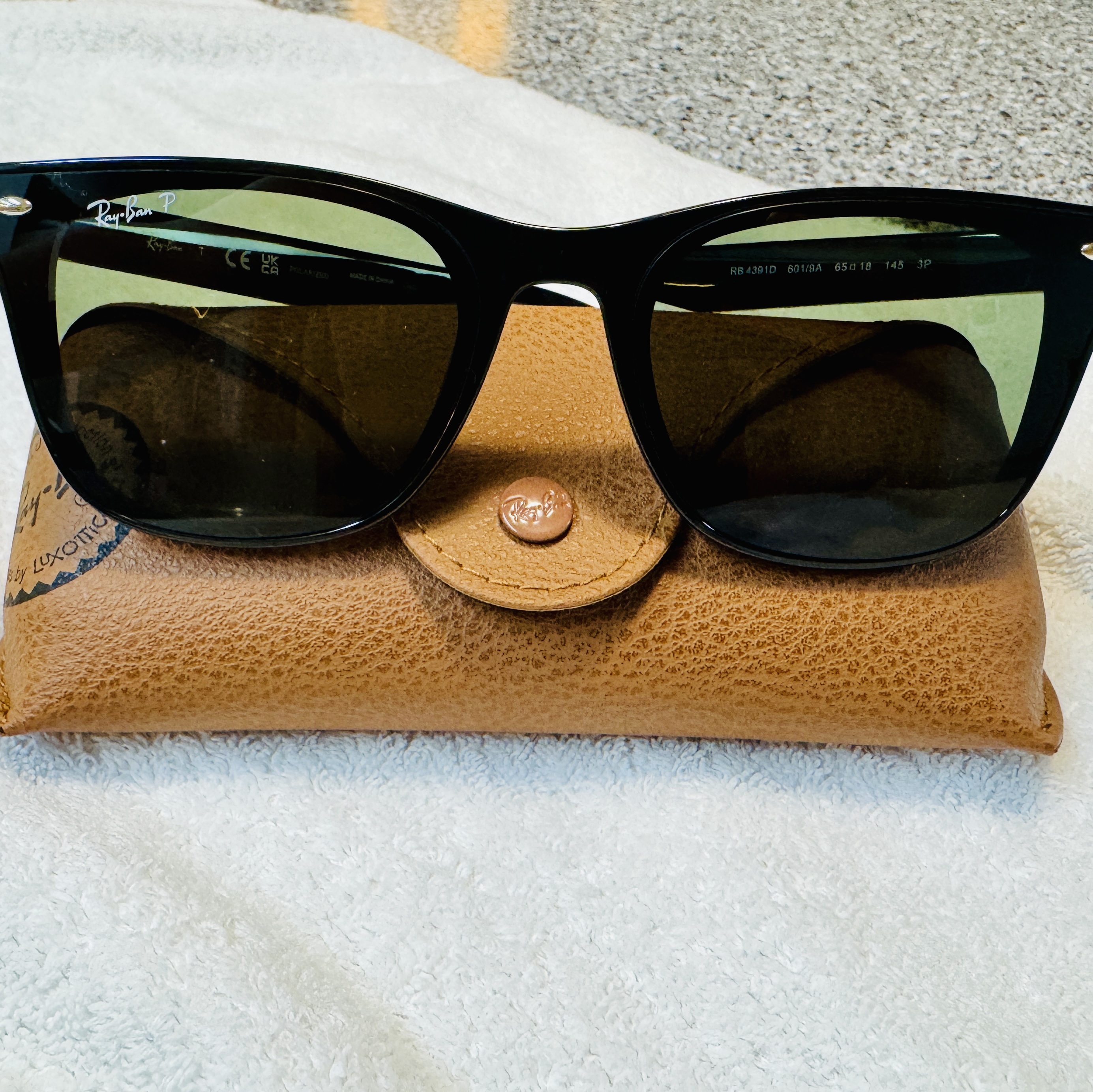Ray-Ban RB4391D Polished Black Frame Dark Green Classic Fit 착용 스타일 - 2