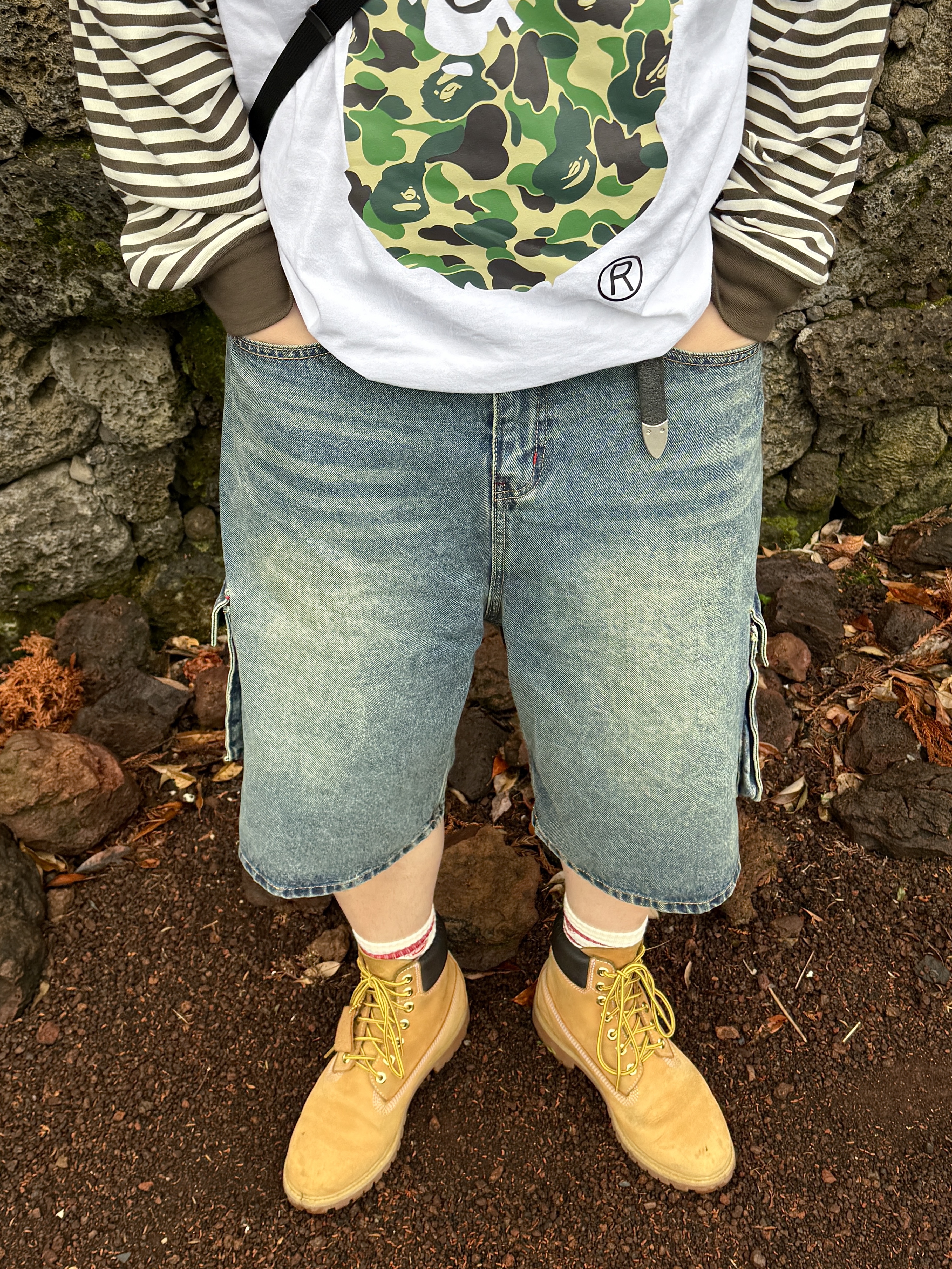 BAPE ABC Camo Milo on Big Ape T-Shirt White Green, Apple Watch SE 2024 40mm GPS Silver Aluminium Case with Sport Band S/M Denim (Korean Ver.) 착용 스타일 - 4