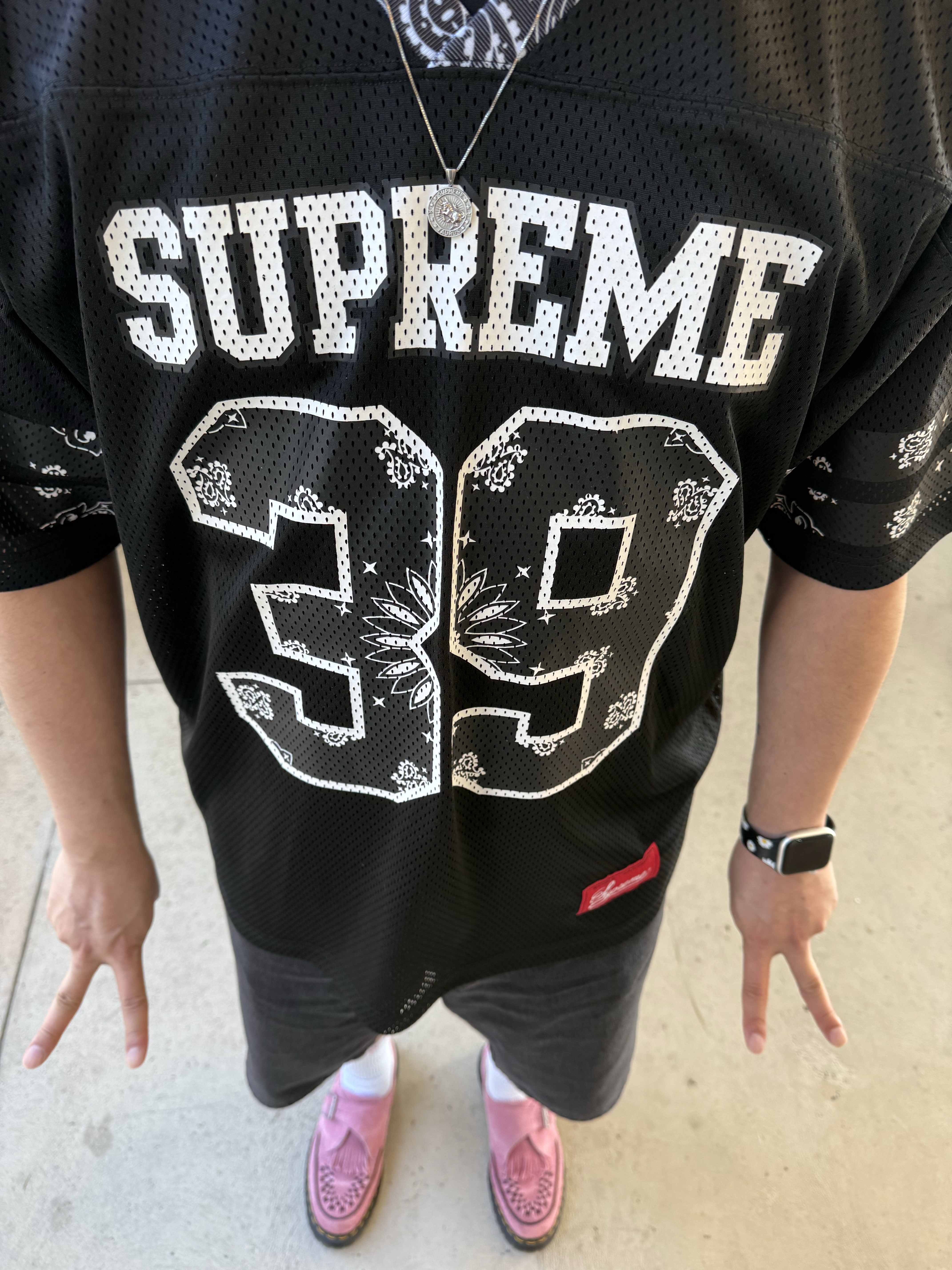Supreme Bandana Football Jersey Black - 25SS 착용 스타일