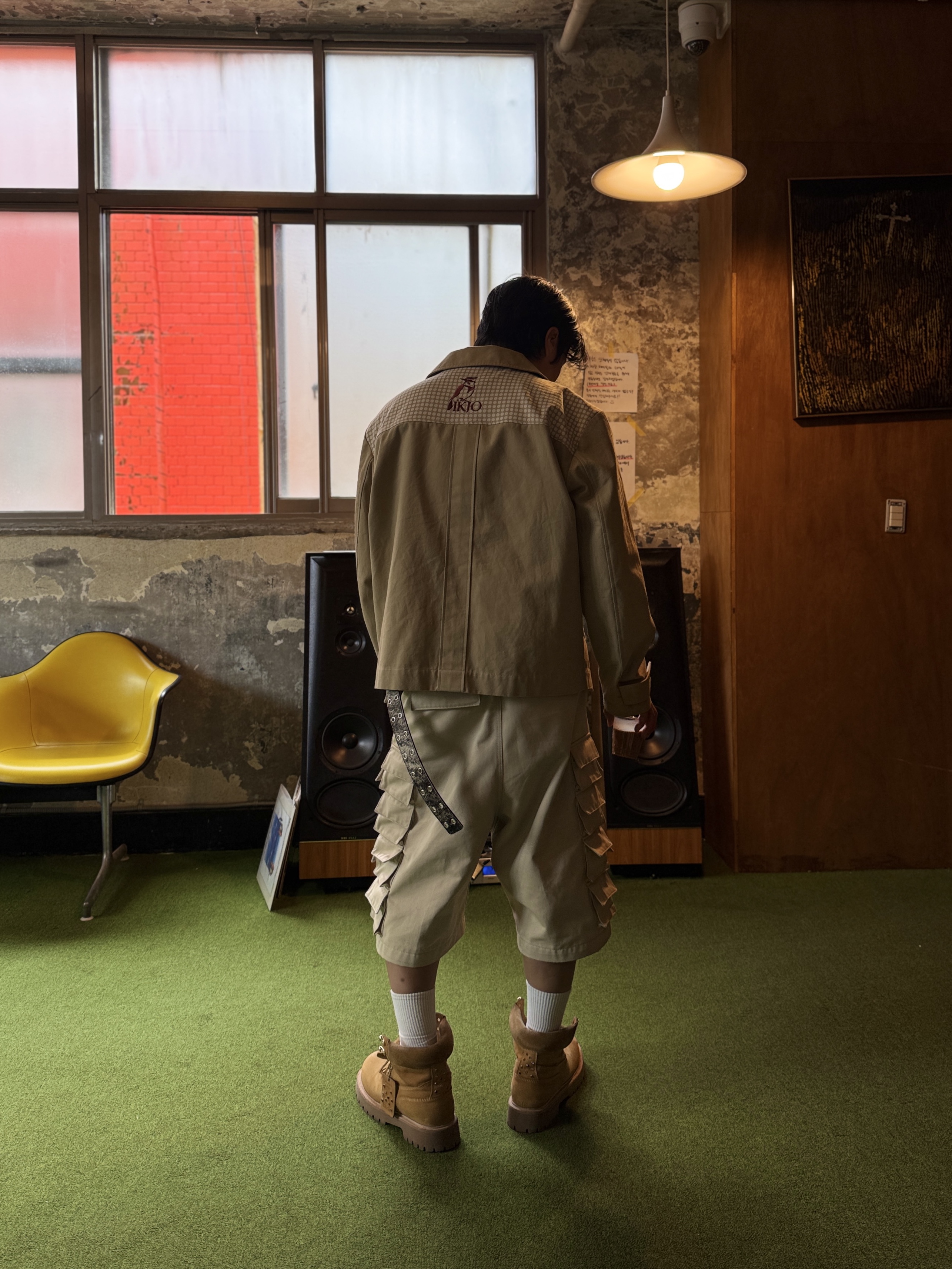 Kinchi x My Name Is Peter Boots - 888 (a) Yellow, MJD x Kamien Double Hole Belt Oak Brown 착용 스타일 - 2