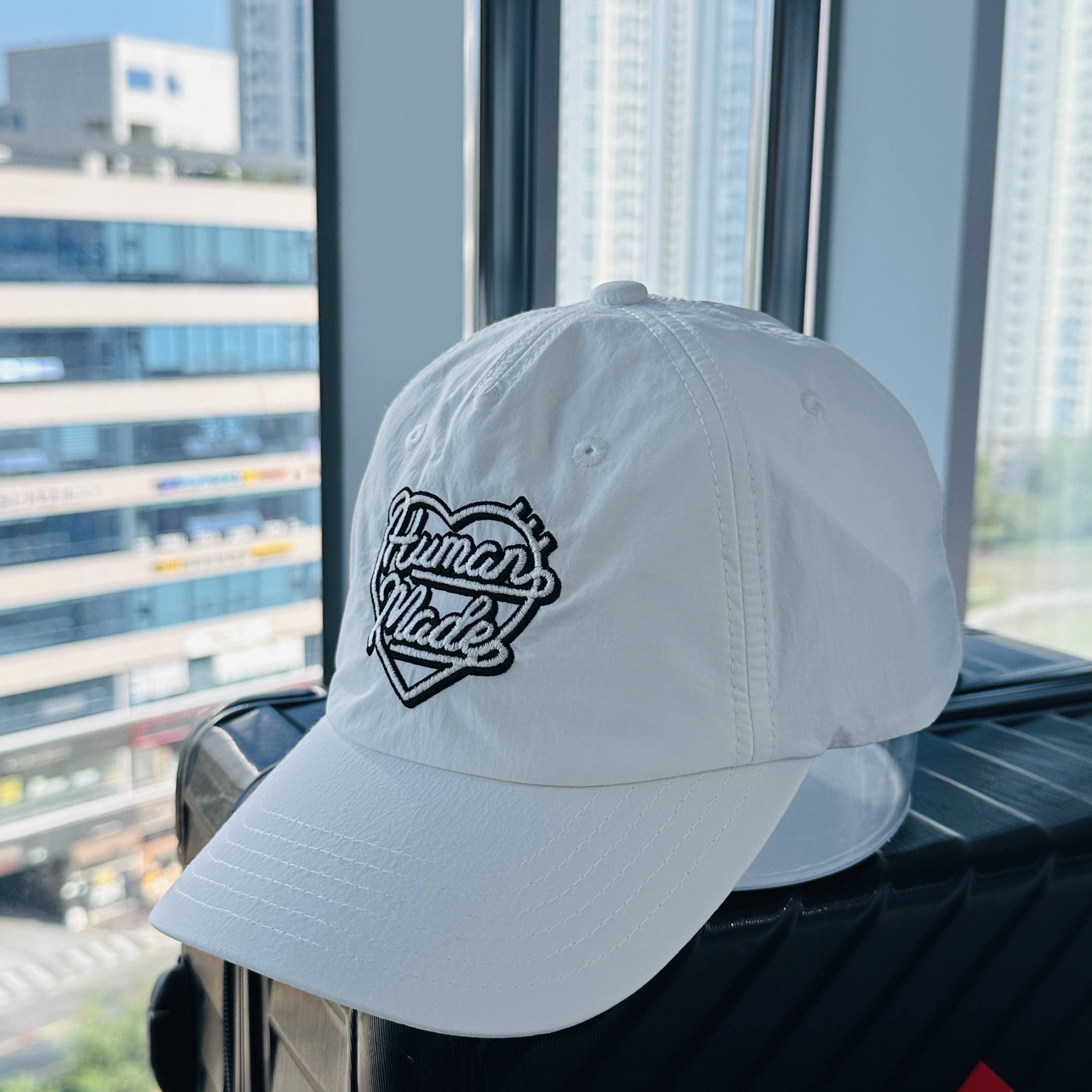 Human Made 5 Panel Nylon Cap White 착용 스타일 - 1