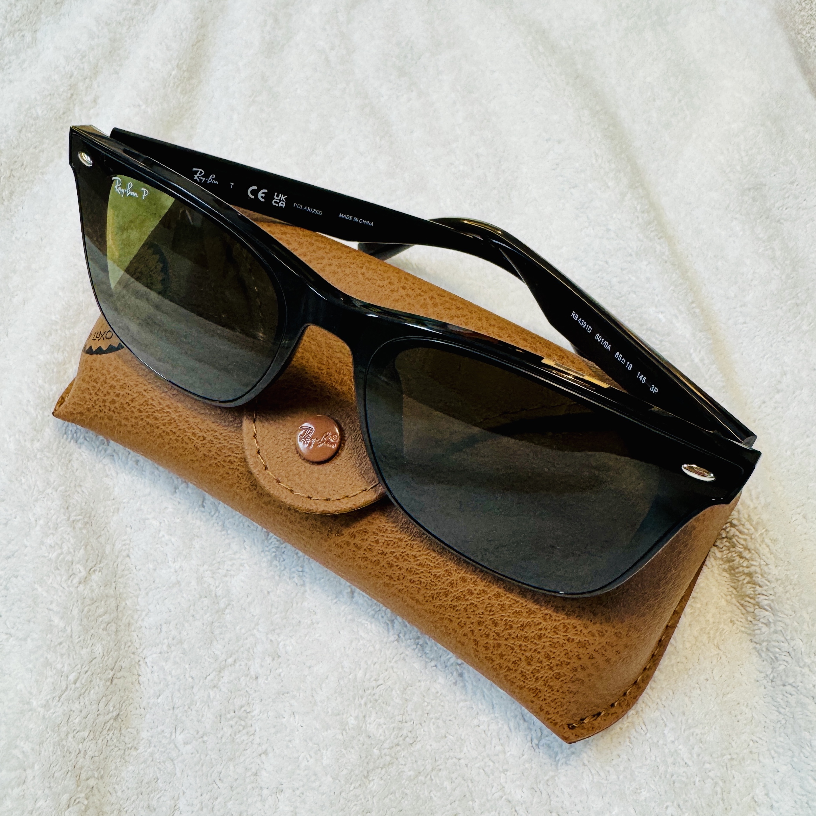 Ray-Ban RB4391D Polished Black Frame Dark Green Classic Fit 착용 스타일 - 1