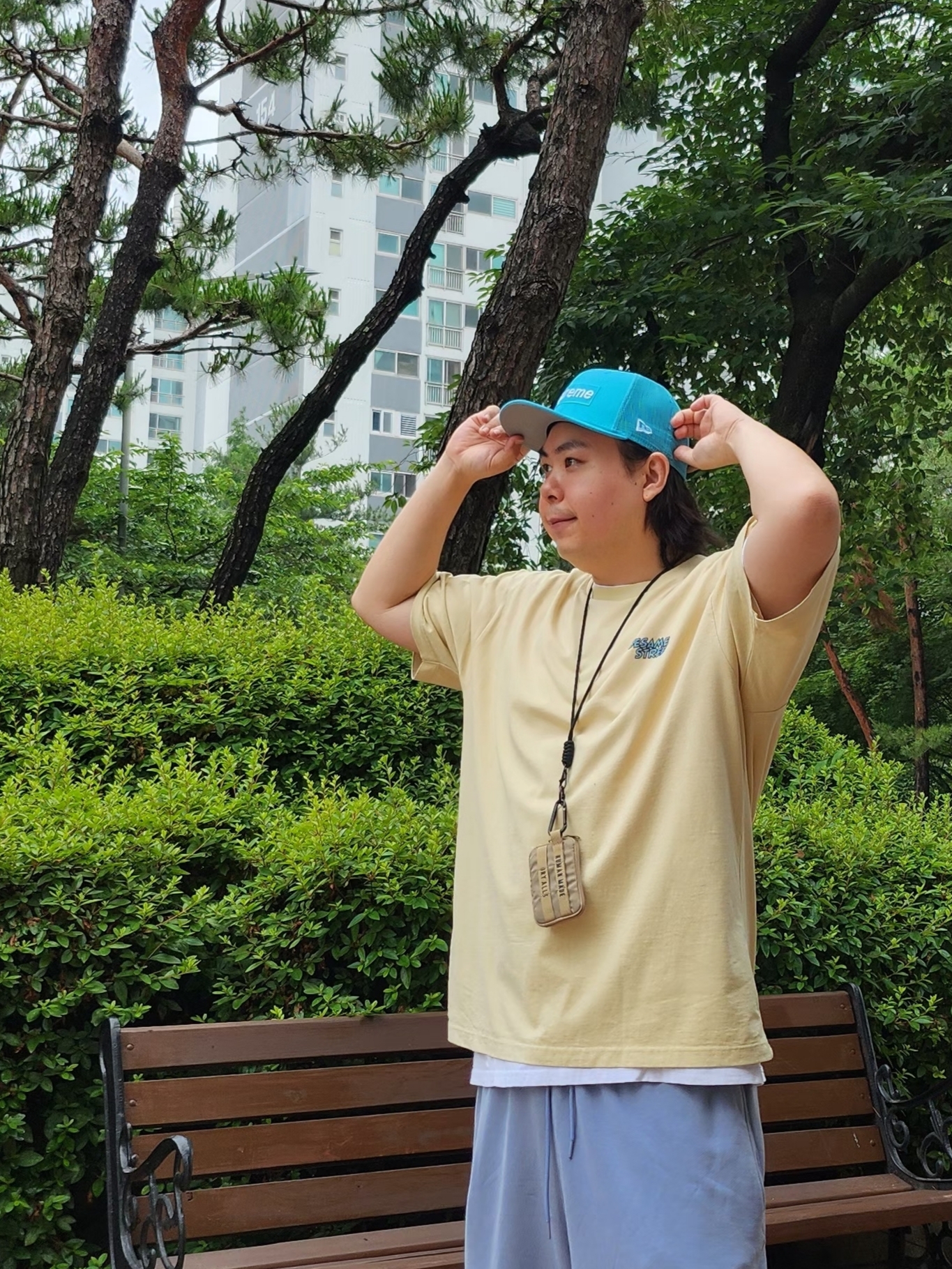 Supreme Box Logo Mesh Back New Era Blue - 23SS, (W) Jordan 1 Zoom Air CMFT Psychic Blue Sesame 착용 스타일 - 3