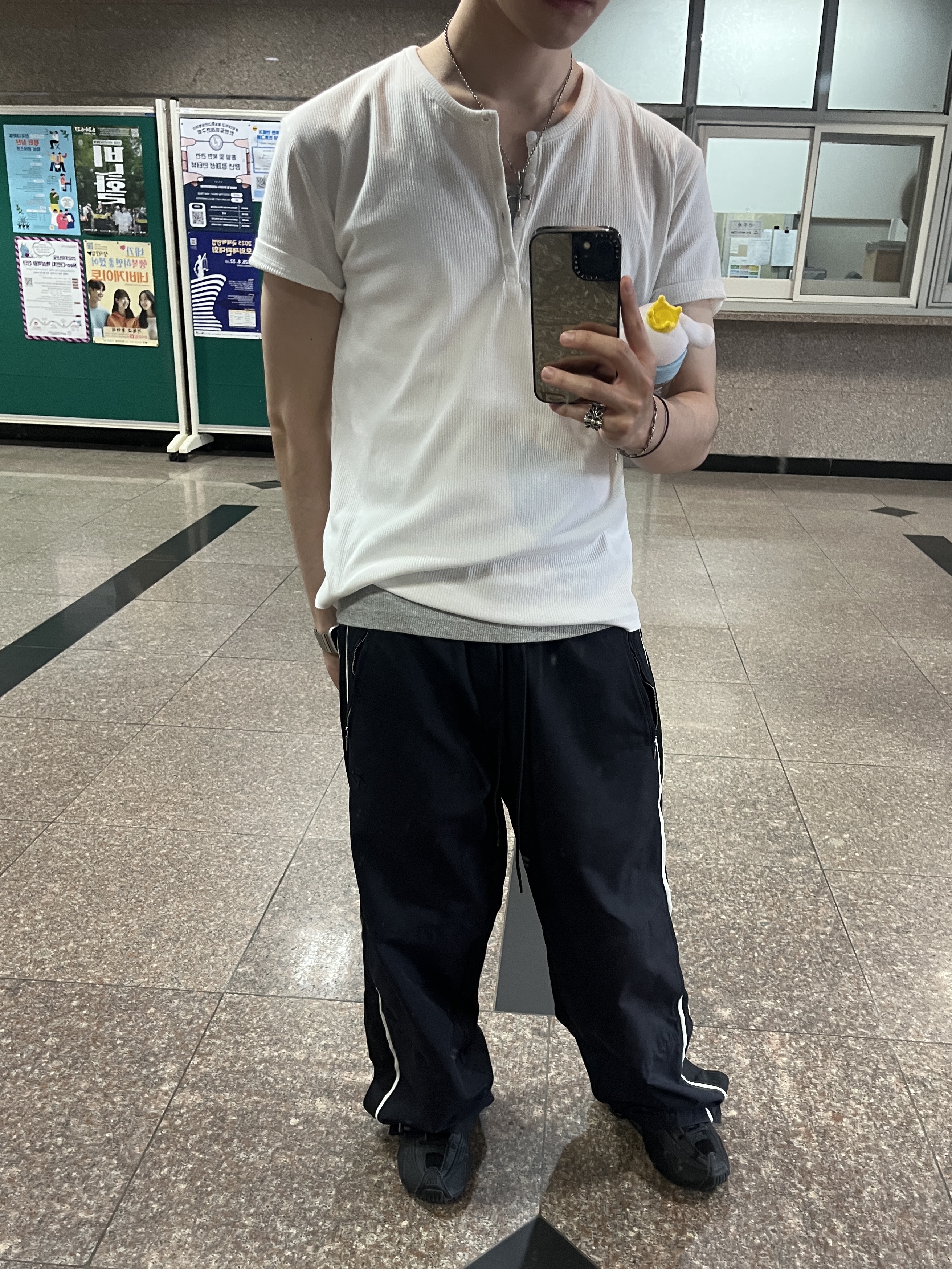 Polyteru 1011 Nylon Track Pants Dark Navy - 24SS, (W) Nike Shox R4 Black 착용 스타일