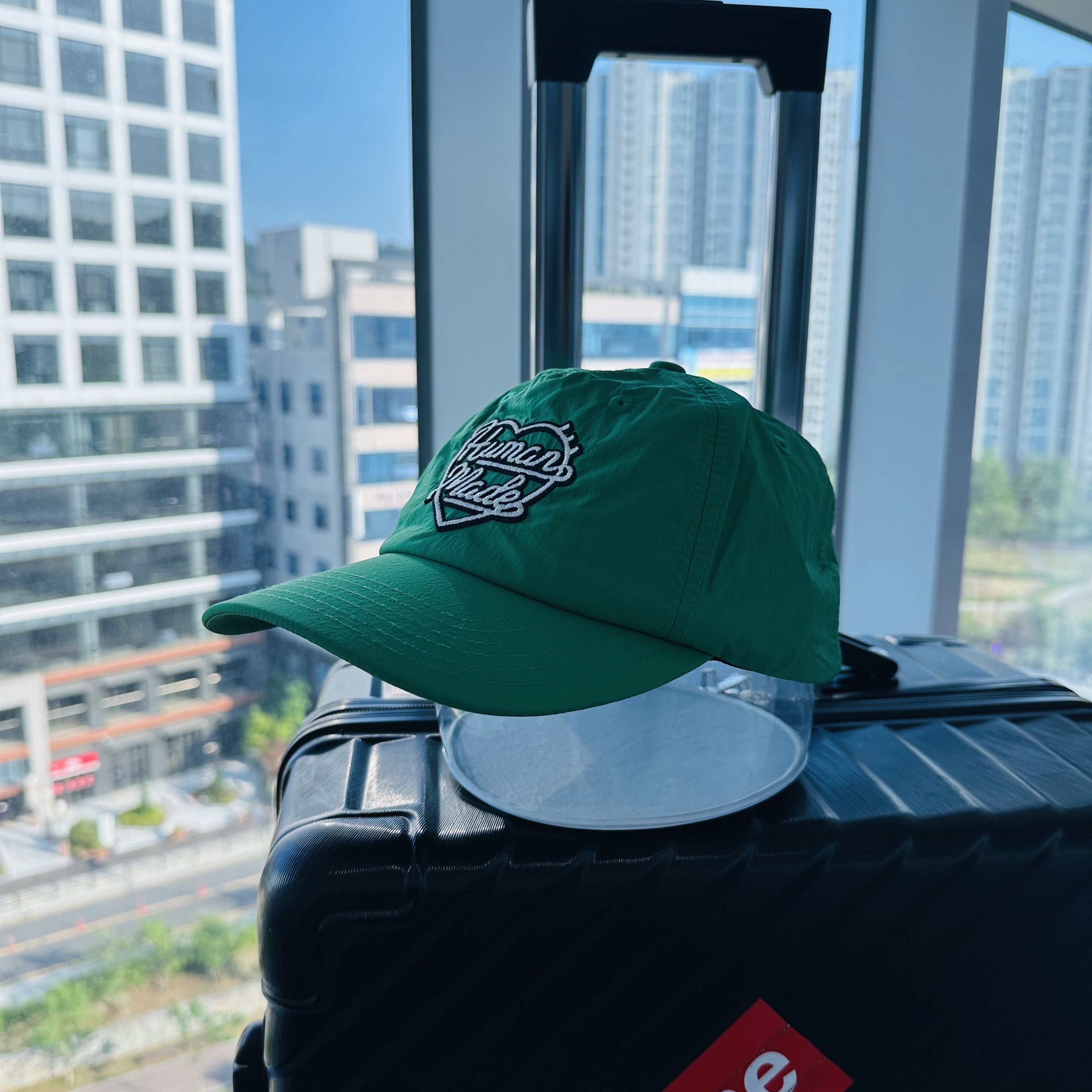 Human Made 5 Panel Nylon Cap Green 착용 스타일 - 1