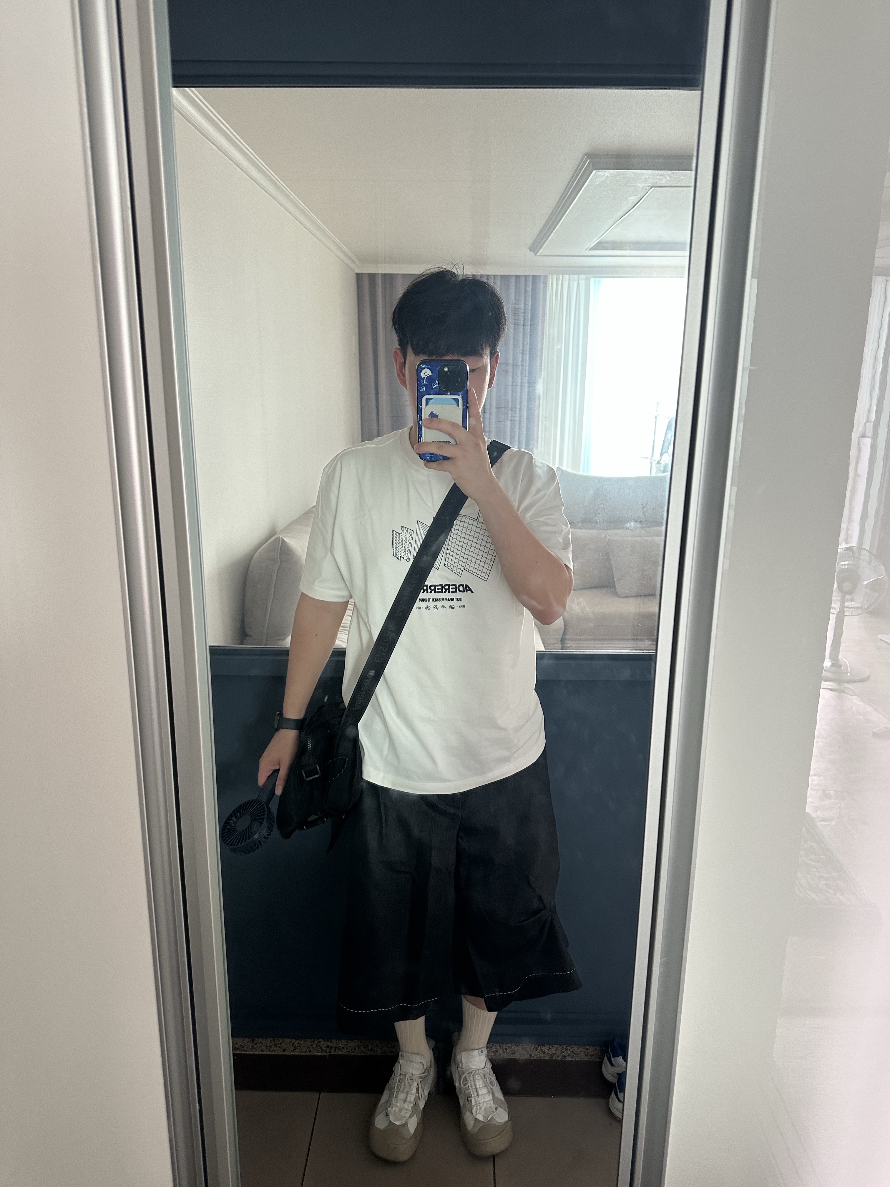 Ader Error TTS T-Shirt White, Camper x Ader Error Proto-240-S Cinder German Shoes 착용 스타일