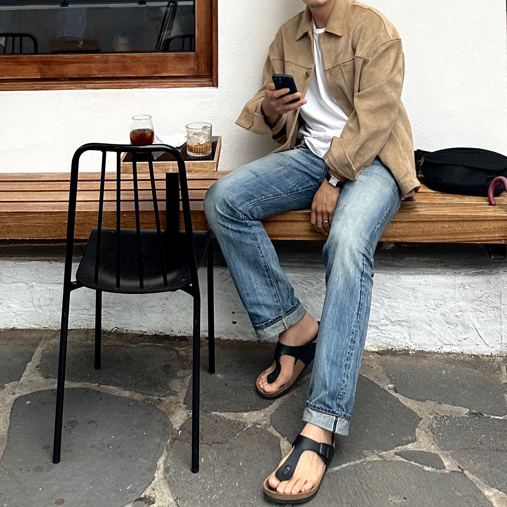 Birkenstock Gizeh Black - Regular 착용 스타일