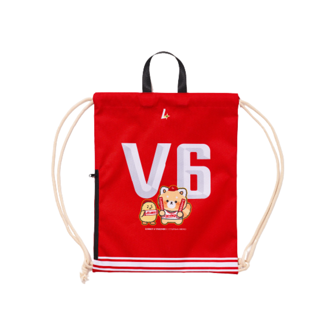 레시앤프렌즈 x 한국 프로야구 최강레시 승리요정 그래픽 버튼 짐색 레드 SSG 랜더스(Lessey & Friends x KBO The Strongest Lessey Victory Graphic Button Gym Sack Red SSG Landers) - 3