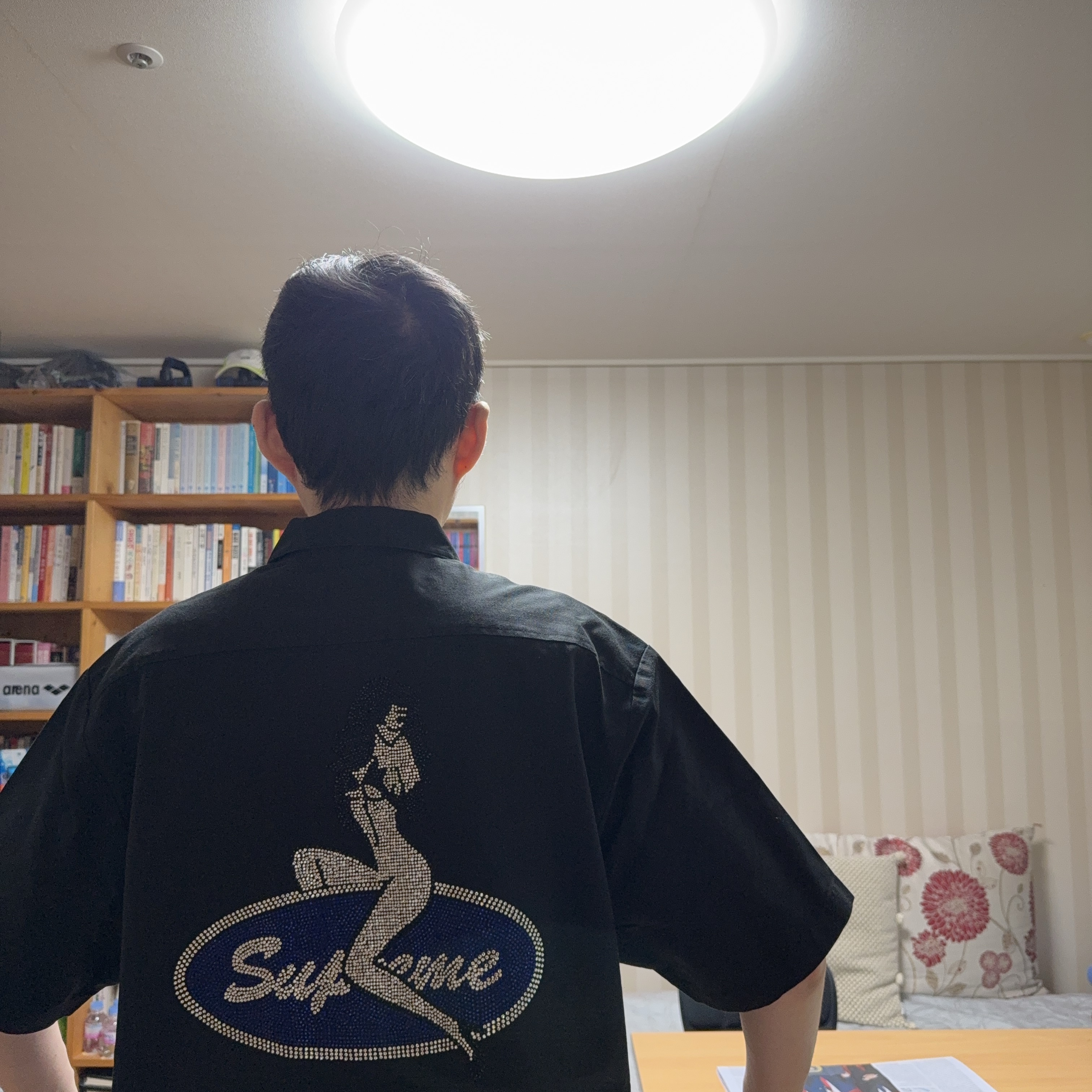 Supreme Rhinestone Pin Up S/S Work Shirt Black - 25SS 착용 스타일 - 4