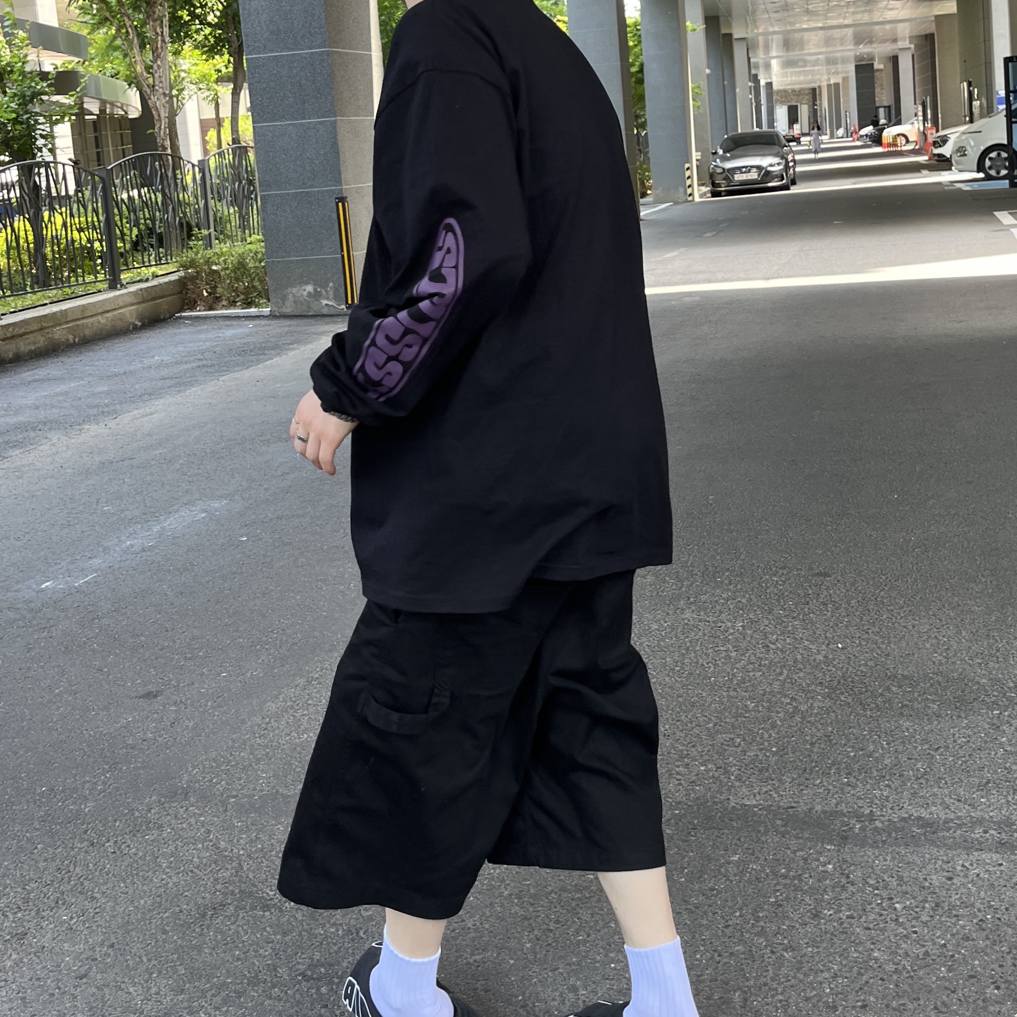 Stussy Pill LS T-Shirt Black, Stussy Pill LS T-Shirt Navy 착용 스타일
