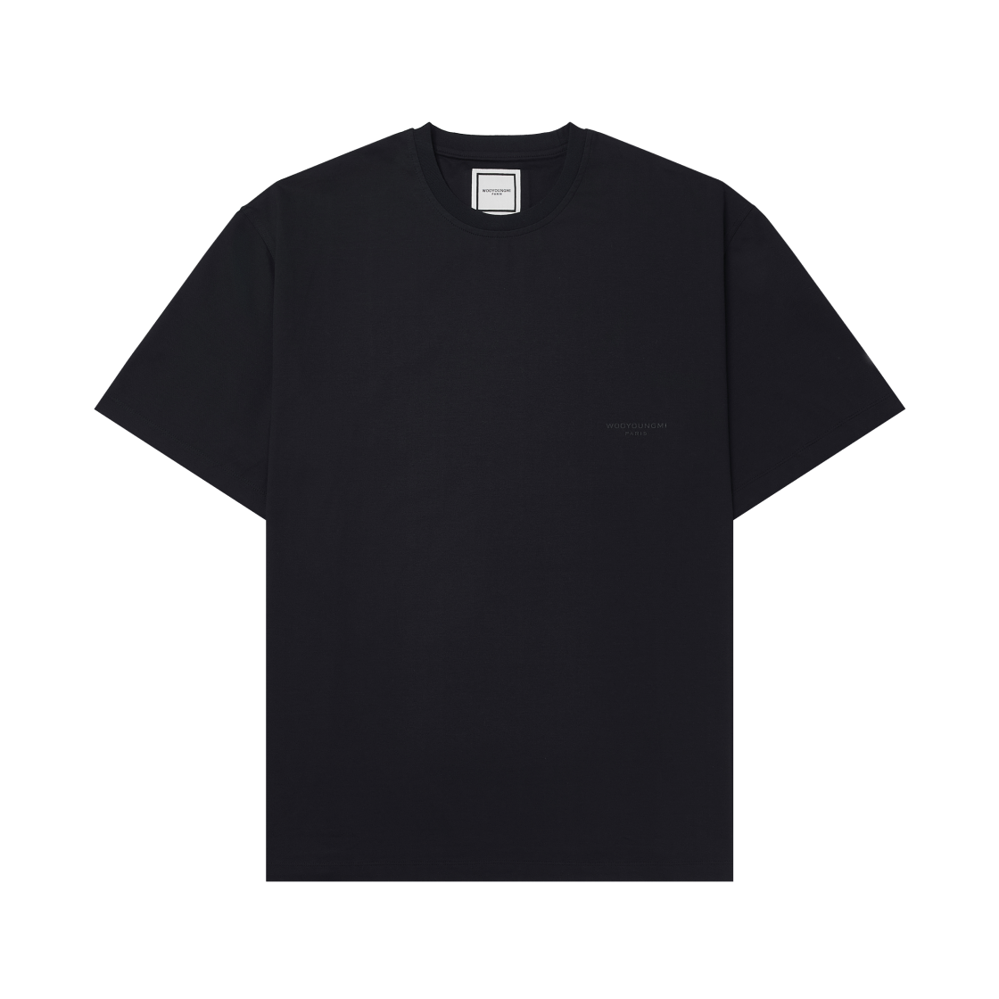 W233TS02707N Wooyoungmi Cotton Leather Patch T-shirt Navy - 23FW