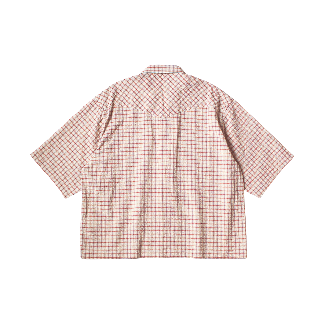 캐피탈 코튼 리넨 사커 체크 오픈 칼라 웨스턴 빅 셔츠 레드(Kapital Cotton Linen Soccer Check Open Collar Western Big Shirt Red) - 2
