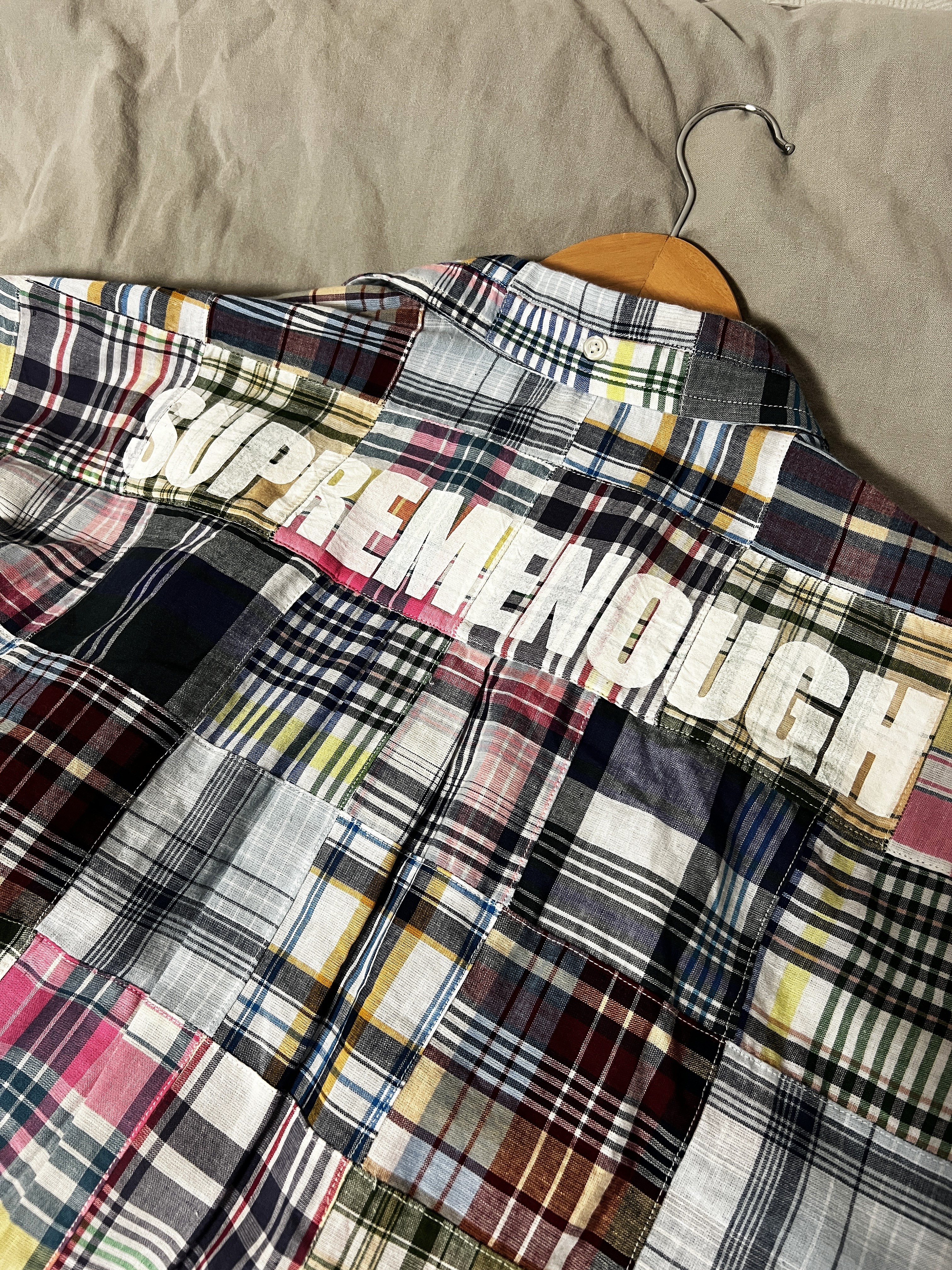 Supreme x GOODENOUGH Patchwork Madras S/S Shirt Multicolor - 25SS 착용 스타일