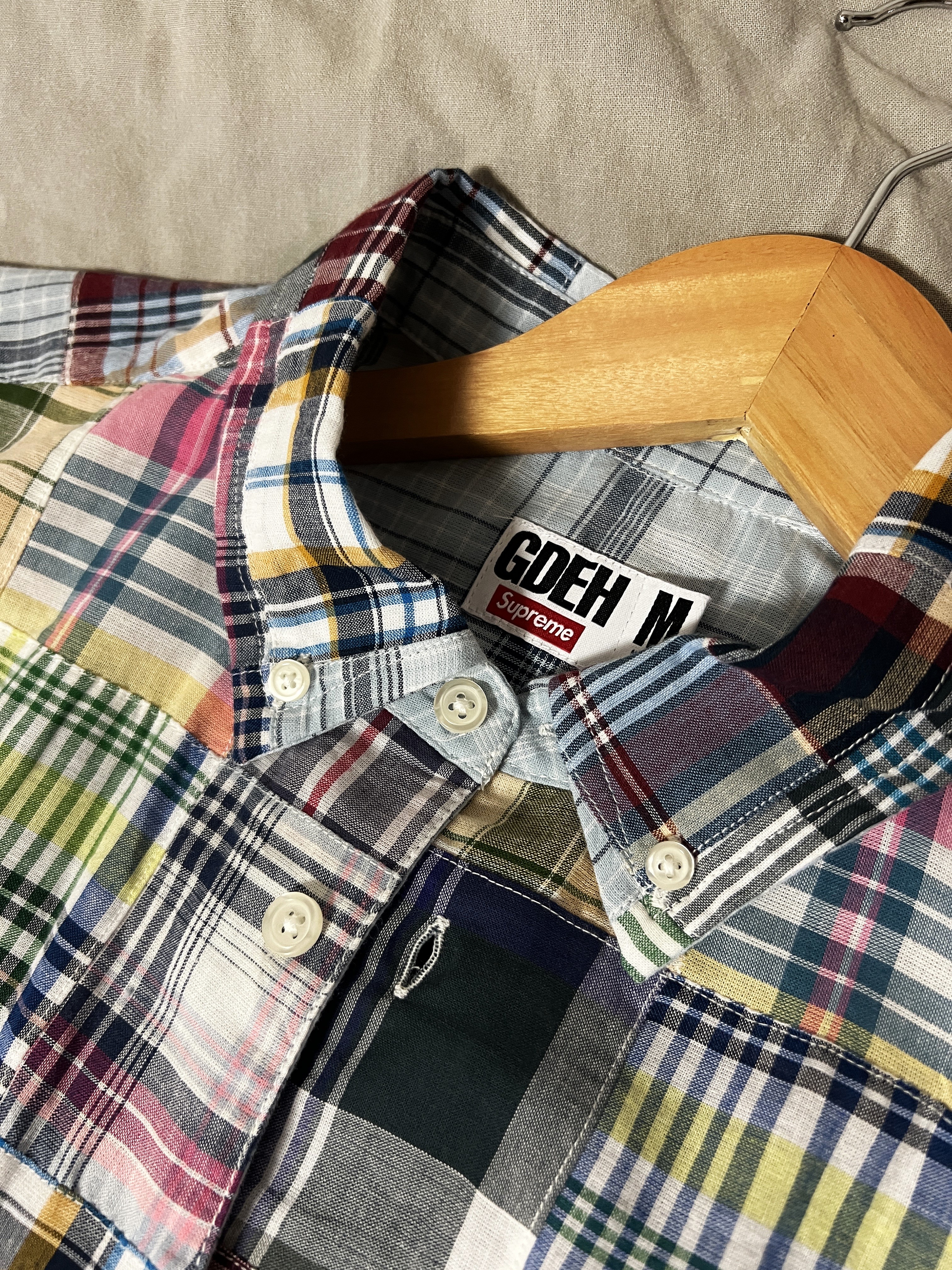 Supreme x GOODENOUGH Patchwork Madras S/S Shirt Multicolor - 25SS 착용 스타일