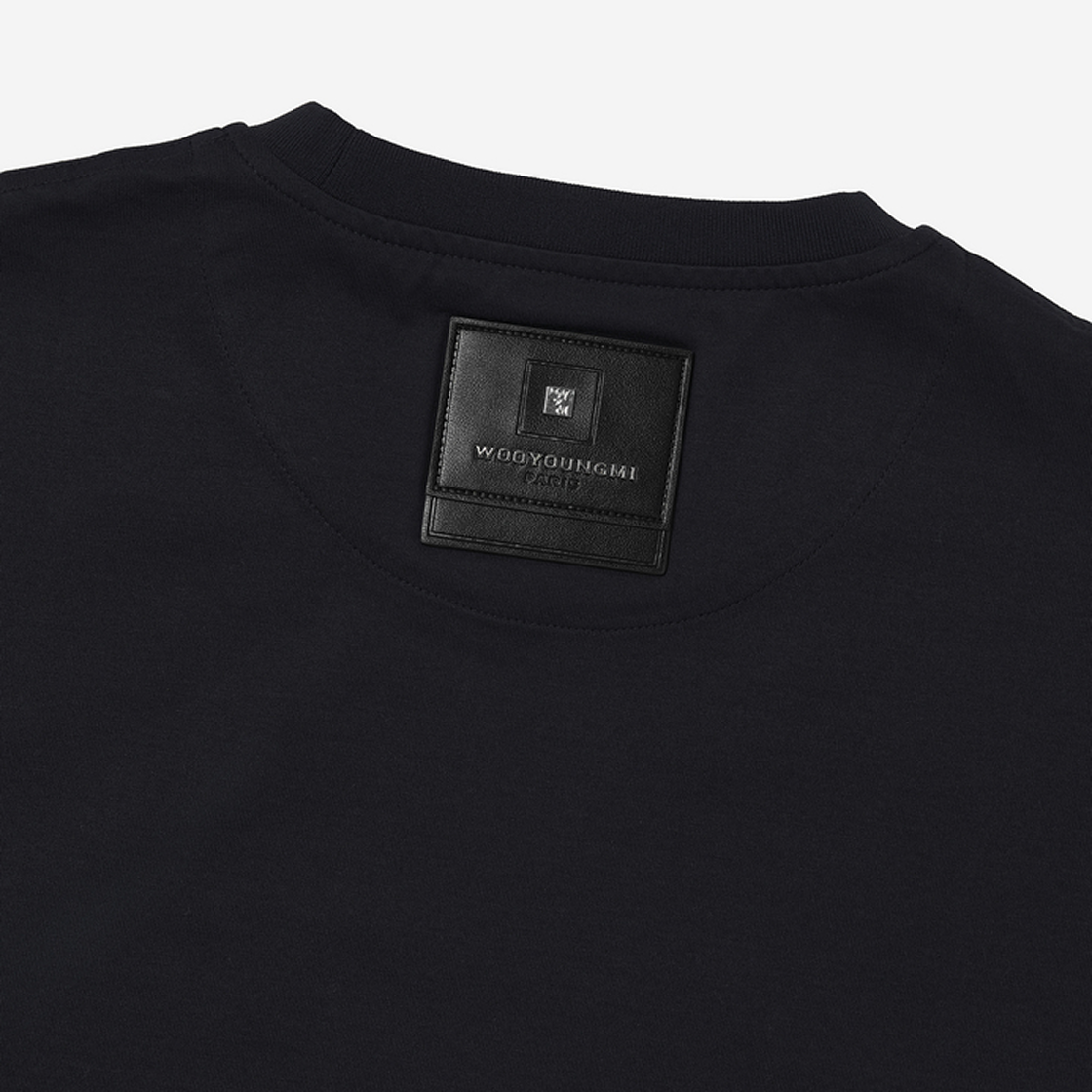 우영미 코튼 레더 패치 티셔츠 네이비 - 23FW(Wooyoungmi Cotton Leather Patch T-shirt Navy - 23FW) - 4
