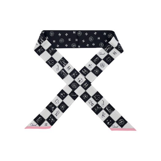 IT9PFFNPPPUH Chanel Check Twilly Black/White/Pink