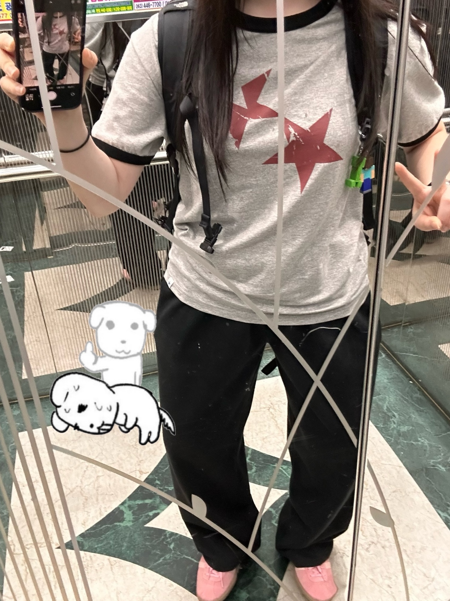 CAVISH Twin Star Ringer SS Tee Grey, Casio LTP-V007L-7B1 착용 스타일 - 3