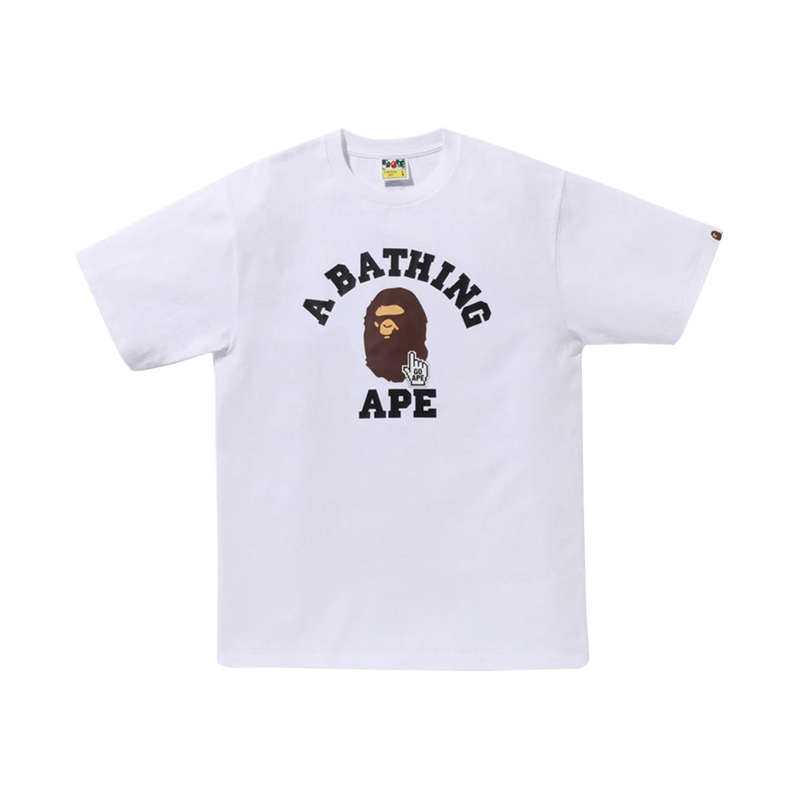베이프 고 에이프 포인터 컬리지 티셔츠 화이트(BAPE Go Ape Pointer College T-Shirt White) - 1