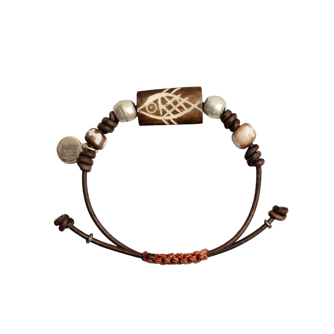 지소쿠리클럽 x 토우토우아카이브 - 피쉬 카빙 팔찌 브라운(jisokuryClub x towtow.archive - Fish Carving Bracelet Brown)