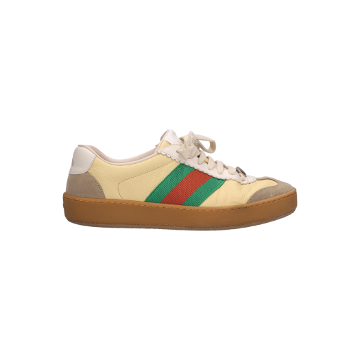 IT4KJCSR6DRH GUCCI G74 Leather Web Sneakers Oatmeal Size 5