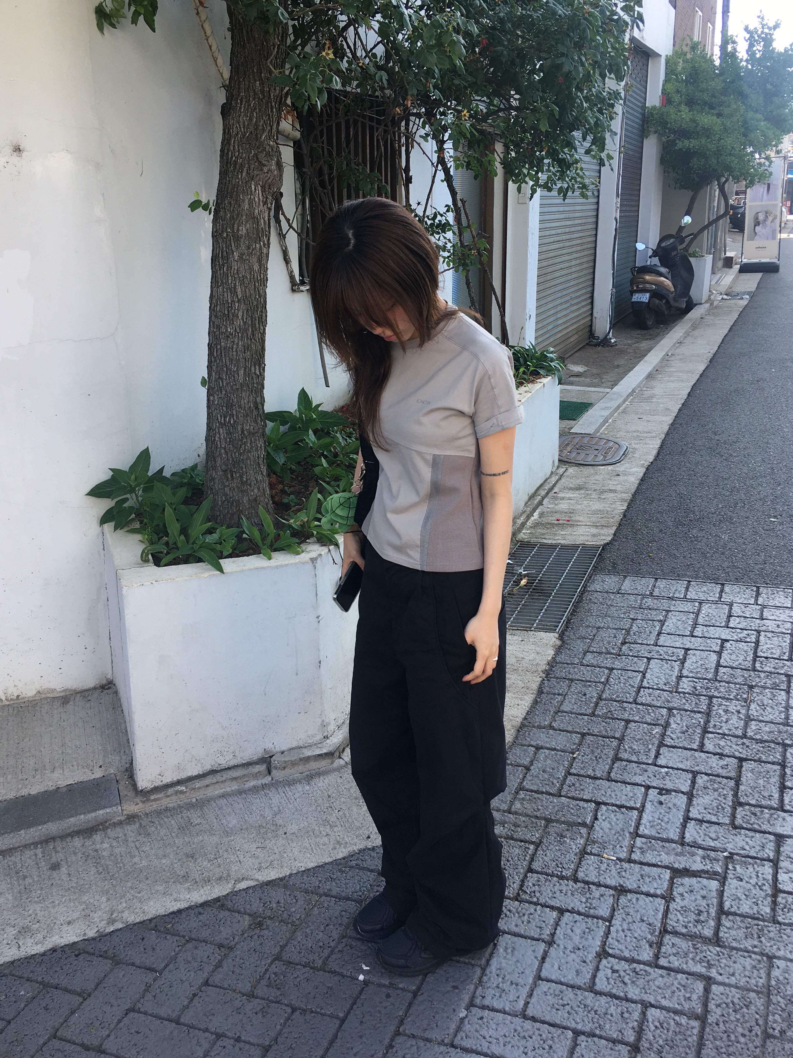 Sansan Gear Linen Block Pants Black - 25SS, Sansan Gear Linen Block Pants Black 착용 스타일 - 1