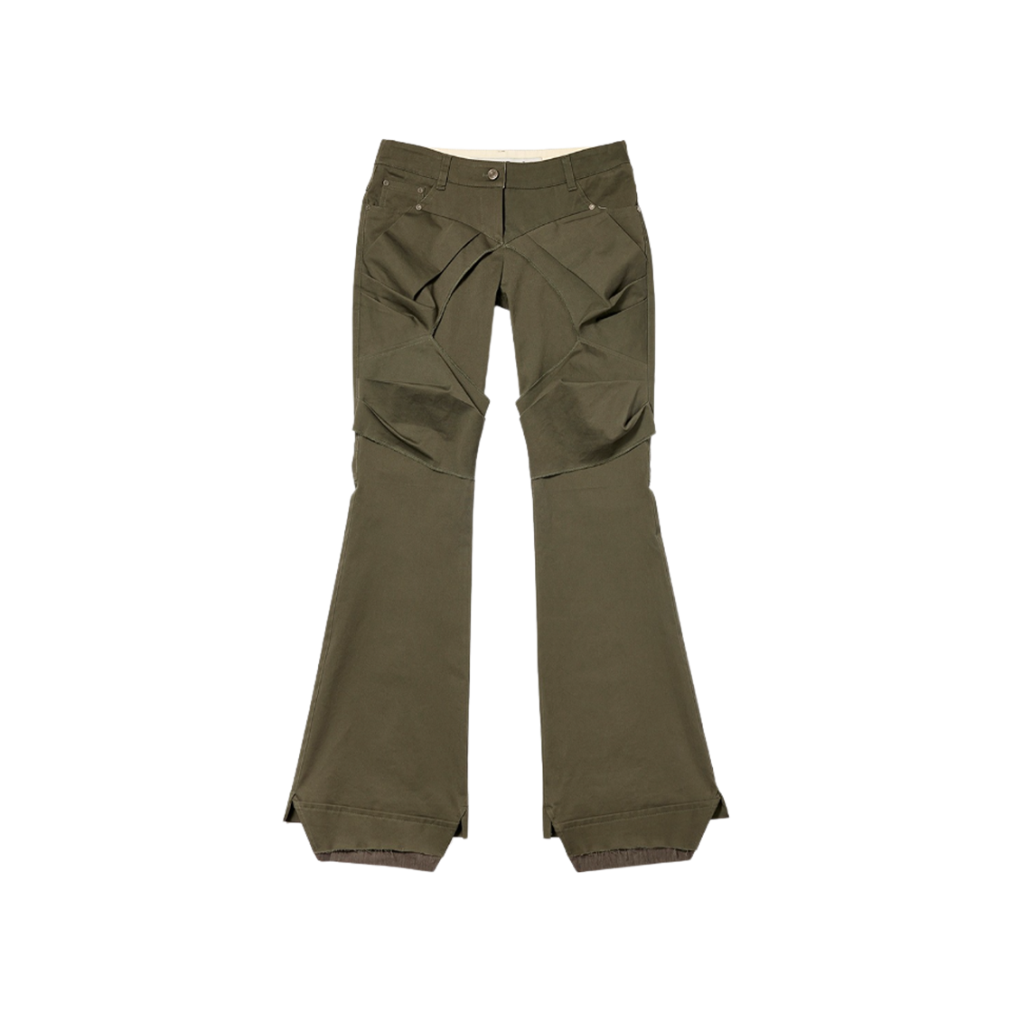 오픈 Yy 개더드 부츠컷 팬츠 카키(Open Yy Gathered Bootcut Pants Khaki)