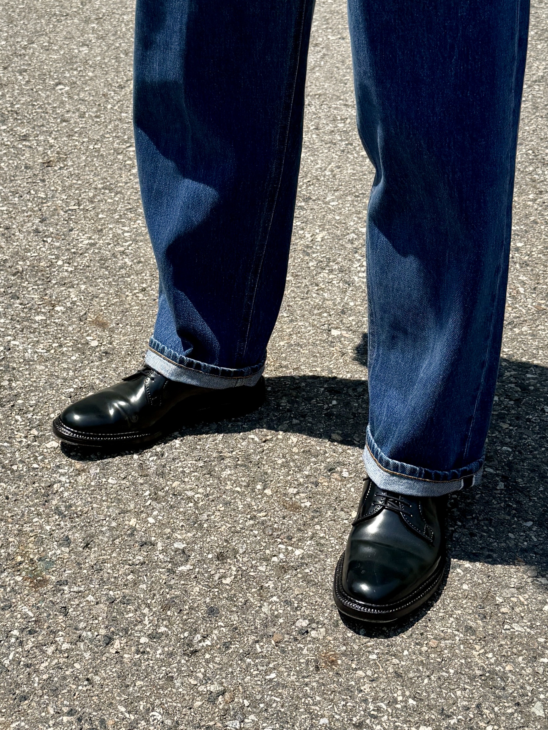 Alden 9901 Cordovan Plain Toe Blucher Oxford Black - E 착용 스타일 - 6