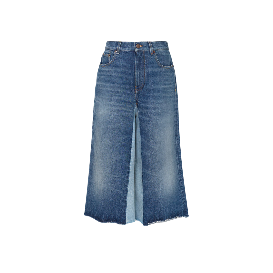 (W) 끌로에 데님 패치워크 버뮤다 쇼츠 다크 나이트 블루((W) Chloe Bermuda Shorts in Denim Patchwork Dark Night Blue)