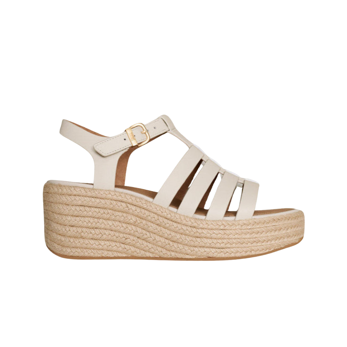 (W) 핏플랍 플랫폼 에스파드리유 레더 피셔맨 웨지 샌들 파리 베이지((W) FITFLOP Flatforms Espadrille Leather Fisherman Wedge Sandals Paris Beige)
