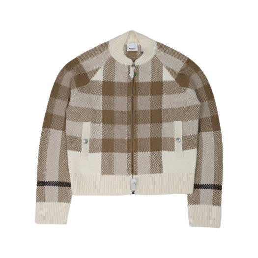 ITG93FVLVNG5 BURBERRY Knit Zip-Up Jacket Beige