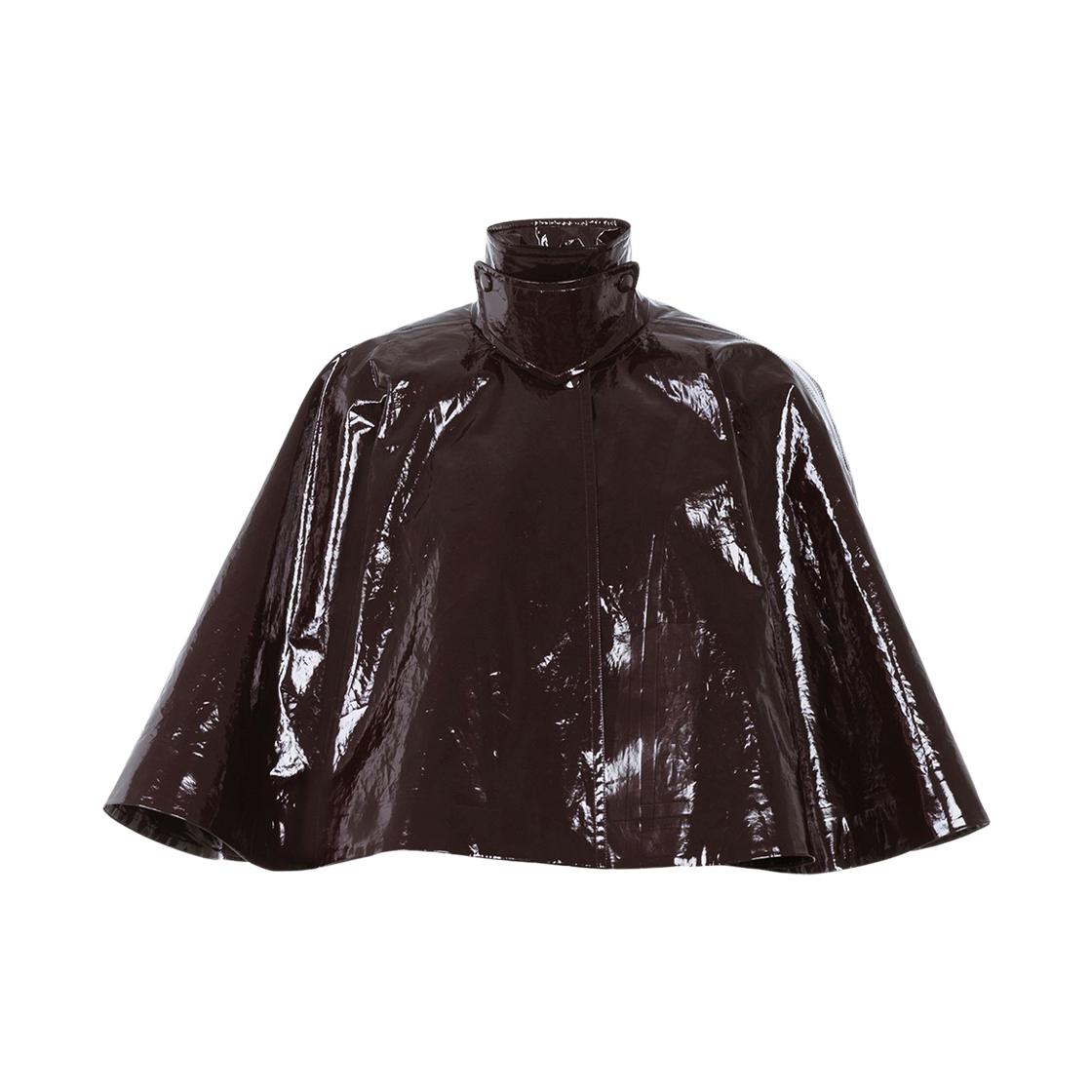 CH24WMA5814524Z (W) Chloe Short Cape in Lacquered Shiny Cotton Obscure Brown