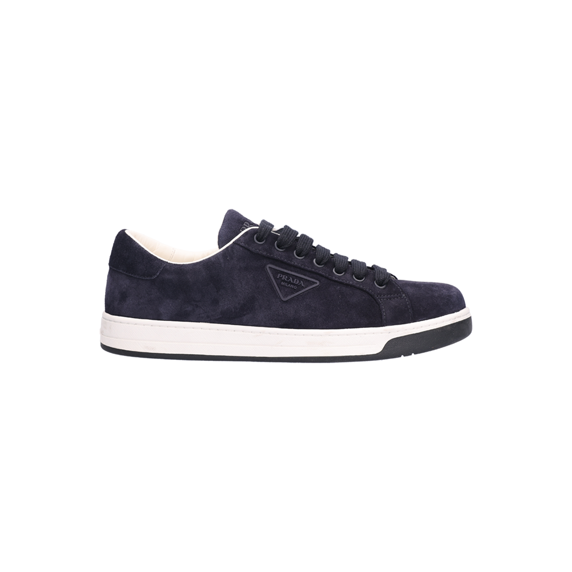 ITGMLPPIBWLD PRADA Triangle Logo Suede Sneakers Navy