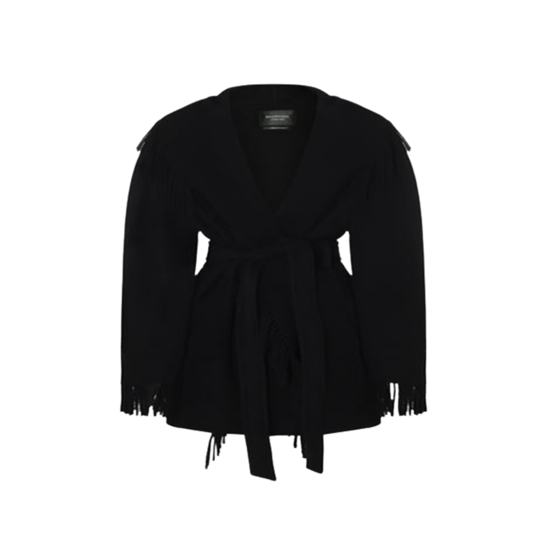 772968TPU041000 (W) Balenciaga Fringed Wool Coat Black