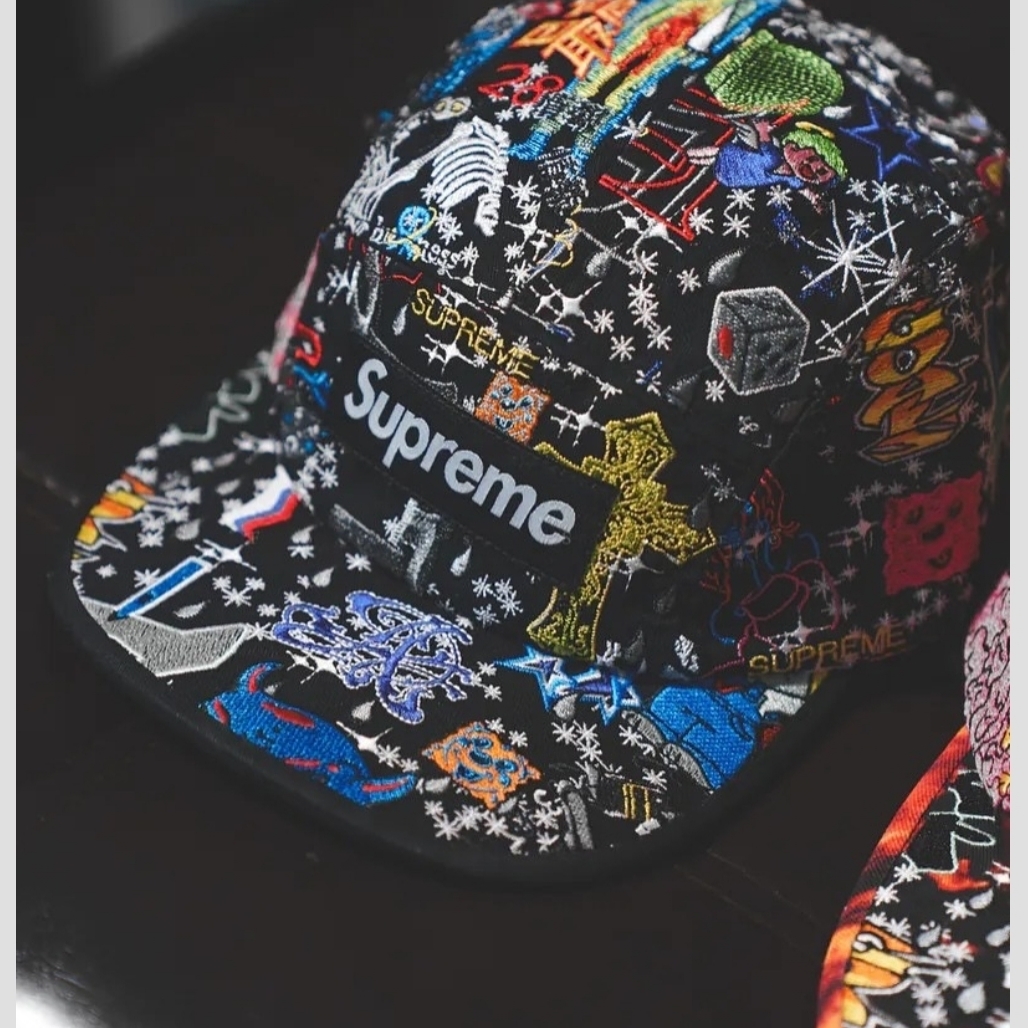Supreme AOI Embroidered Camp Cap Black - 25SS 착용 스타일 - 3