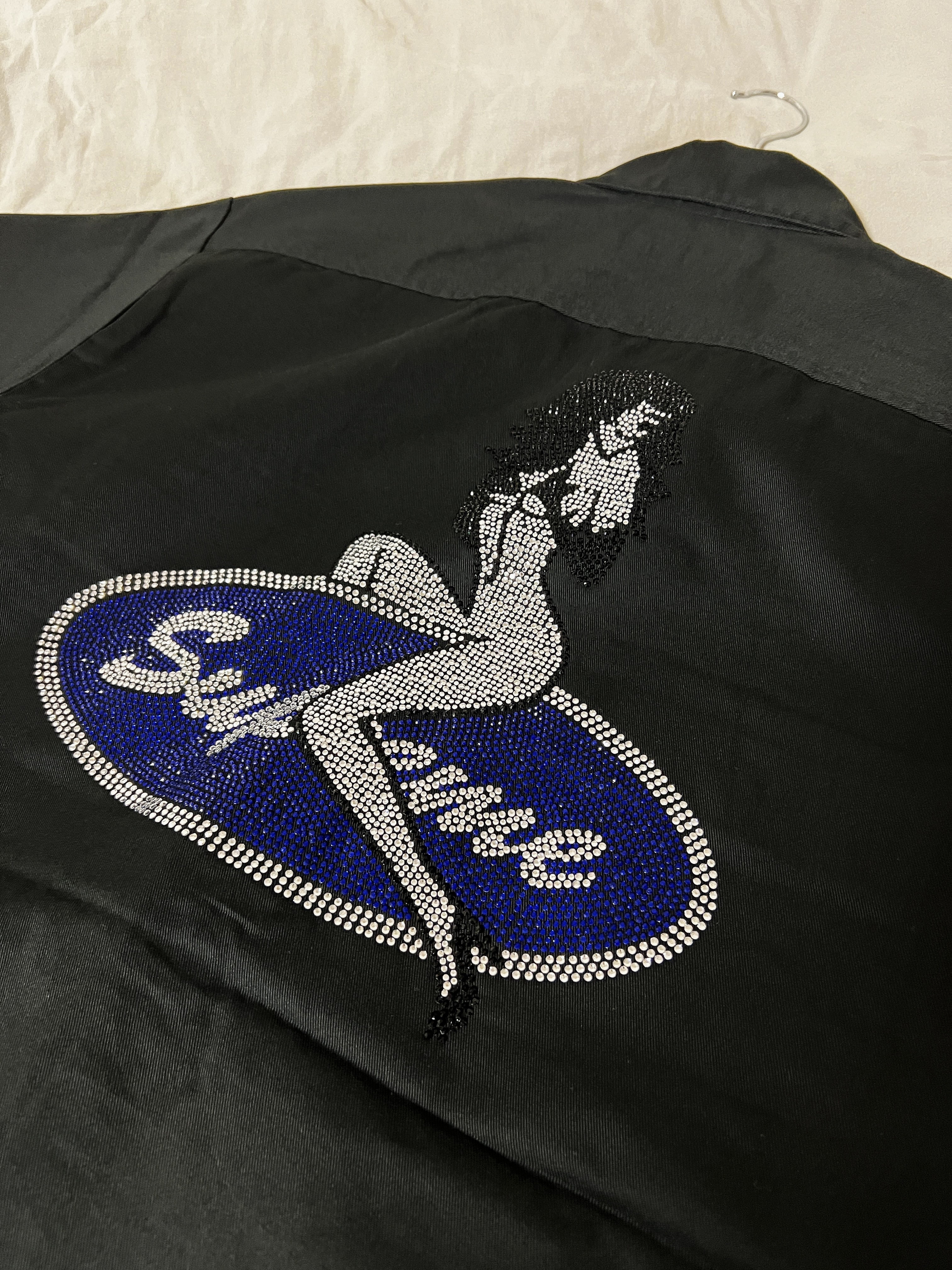 Supreme Rhinestone Pin Up S/S Work Shirt Black - 25SS 착용 스타일