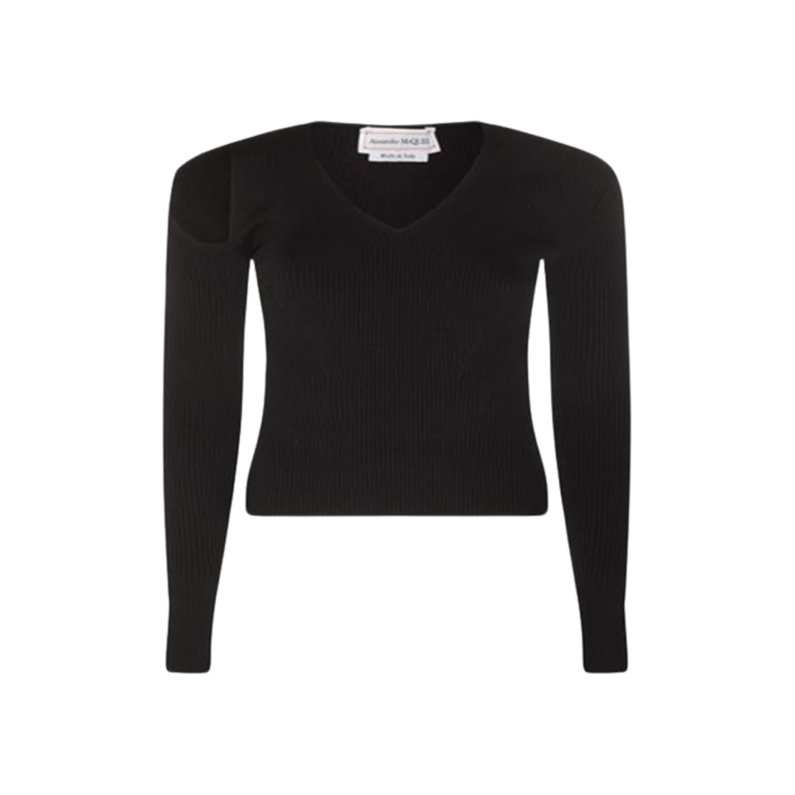 (W) 알렉산더 맥퀸 컷 아웃 디테일 립드 니트 블랙((W) Alexander McQueen Cut Out Detail Ribbed Knit Black)