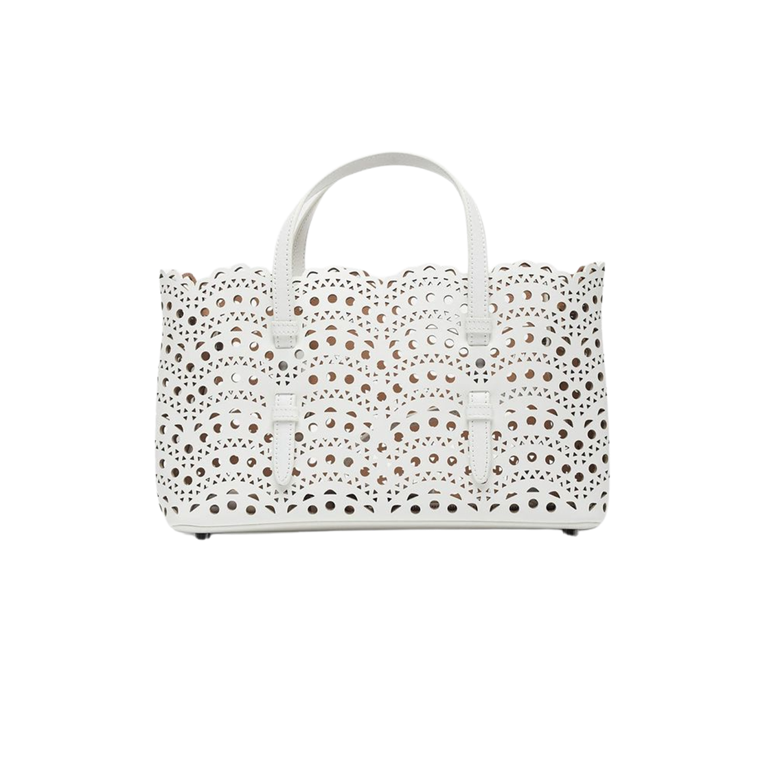 알라이아 비엔 퍼포레이티드 오픈 탑 핸드백 옵틱 화이트(Alaia Vienne Perforated Open Top Handbag Optic White)
