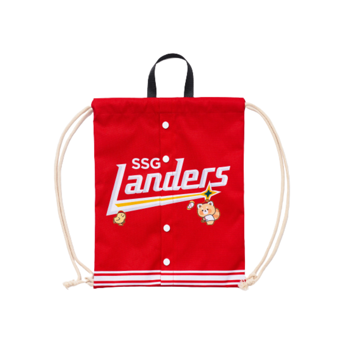 레시앤프렌즈 x 한국 프로야구 최강레시 승리요정 그래픽 버튼 짐색 레드 SSG 랜더스(Lessey & Friends x KBO The Strongest Lessey Victory Graphic Button Gym Sack Red SSG Landers) - 2