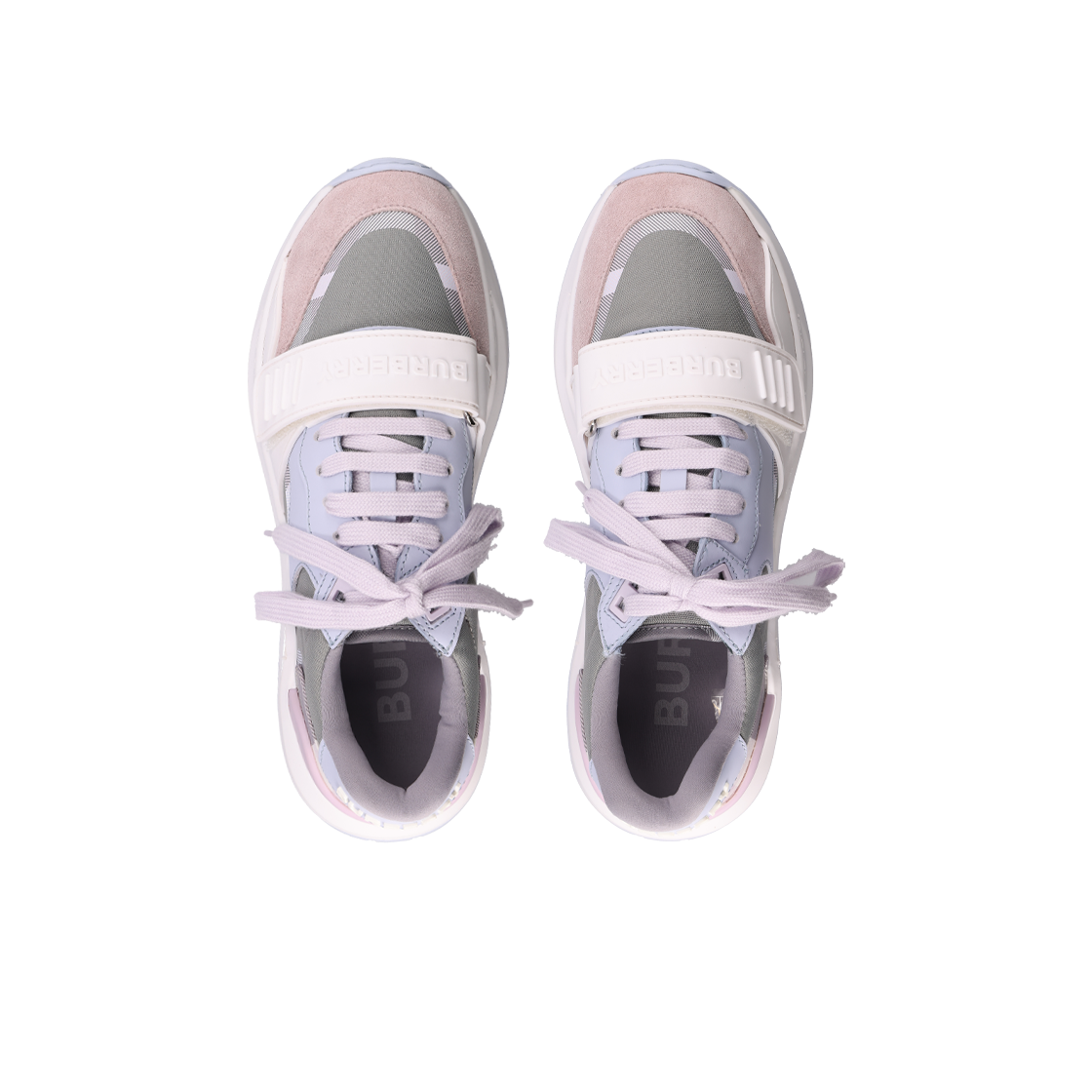 IT83G9ESH6C3 BURBERRY Ramsey Leather Suede Check Sneakers Pale Grey Size 36 - #5