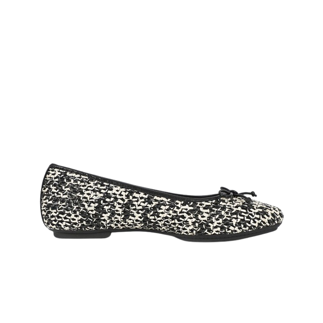 (W) 핏플랩 델리카토 보우 우븐 발레 플랫 블랙 아이보리((W) FITFLOP Delicato Bow Woven Ballet Flats Black Ivory)