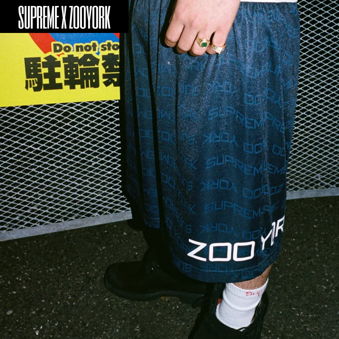 Supreme x Zoo York Dynasty T-Shirt Black - 25SS, Supreme x Zoo York Soccer Jersey Navy - 25SS 착용 스타일 - 4