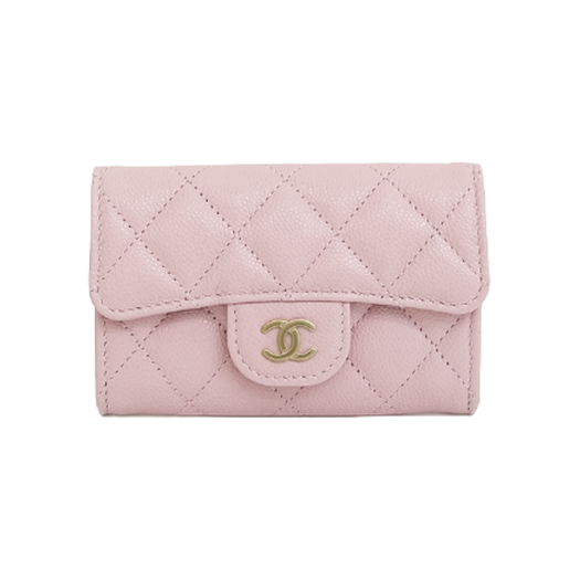 ITUWOIULA3AQ Chanel Classic Card Holder Light Pink Champagne Gold Caviar
