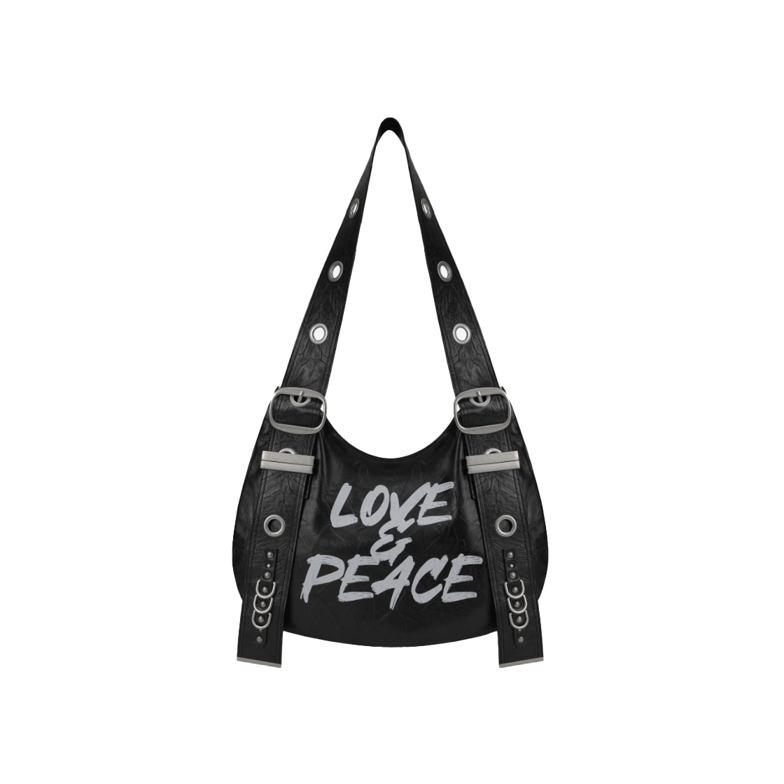 [KREAM 단독] 베이컨트 아카이브 벨라 와이드 스트랩 호보백 크랙 블랙([KREAM 단독] Vacant Archive Bella Wide Strap Hobo Bag Crack Black)