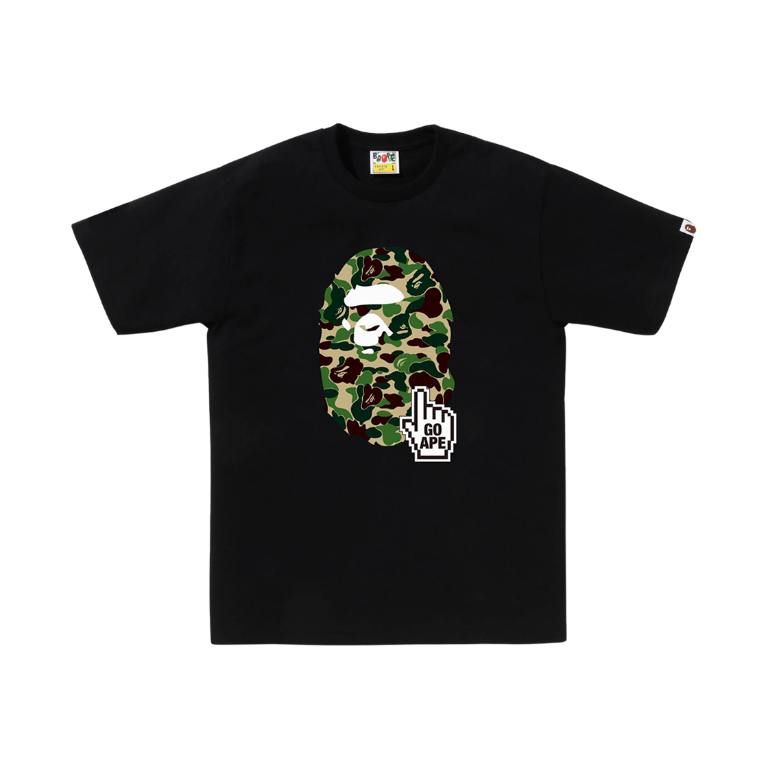 베이프 ABC 카모 고 에이프 포인터 에이프 헤드 티셔츠 베이펙 블랙 그린