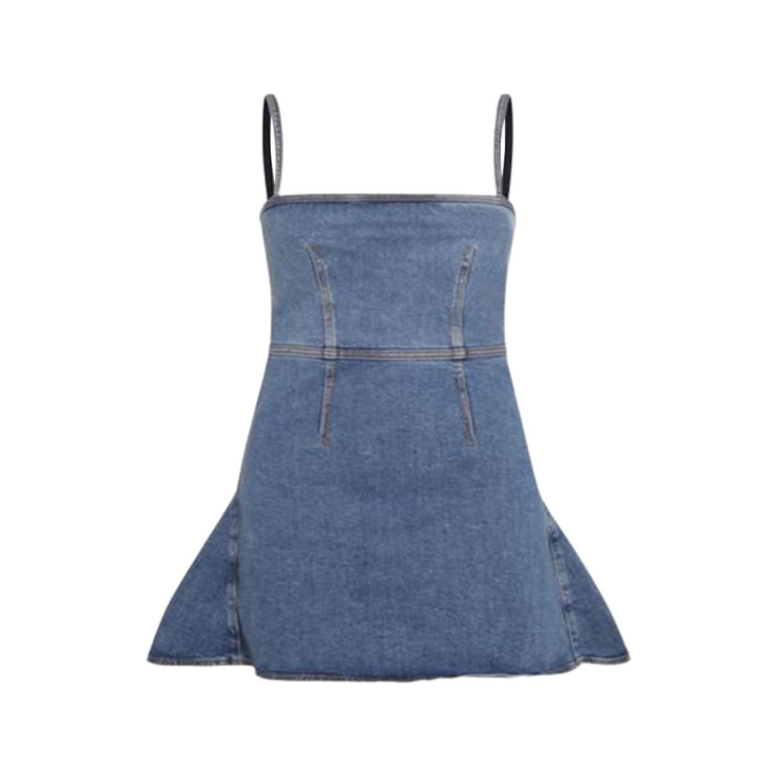 (W) 알렉산더 맥퀸 스톤 워시드 데님 미니 드레스 블루((W) Alexander McQueen Stone Washed Denim Mini Dress Blue)